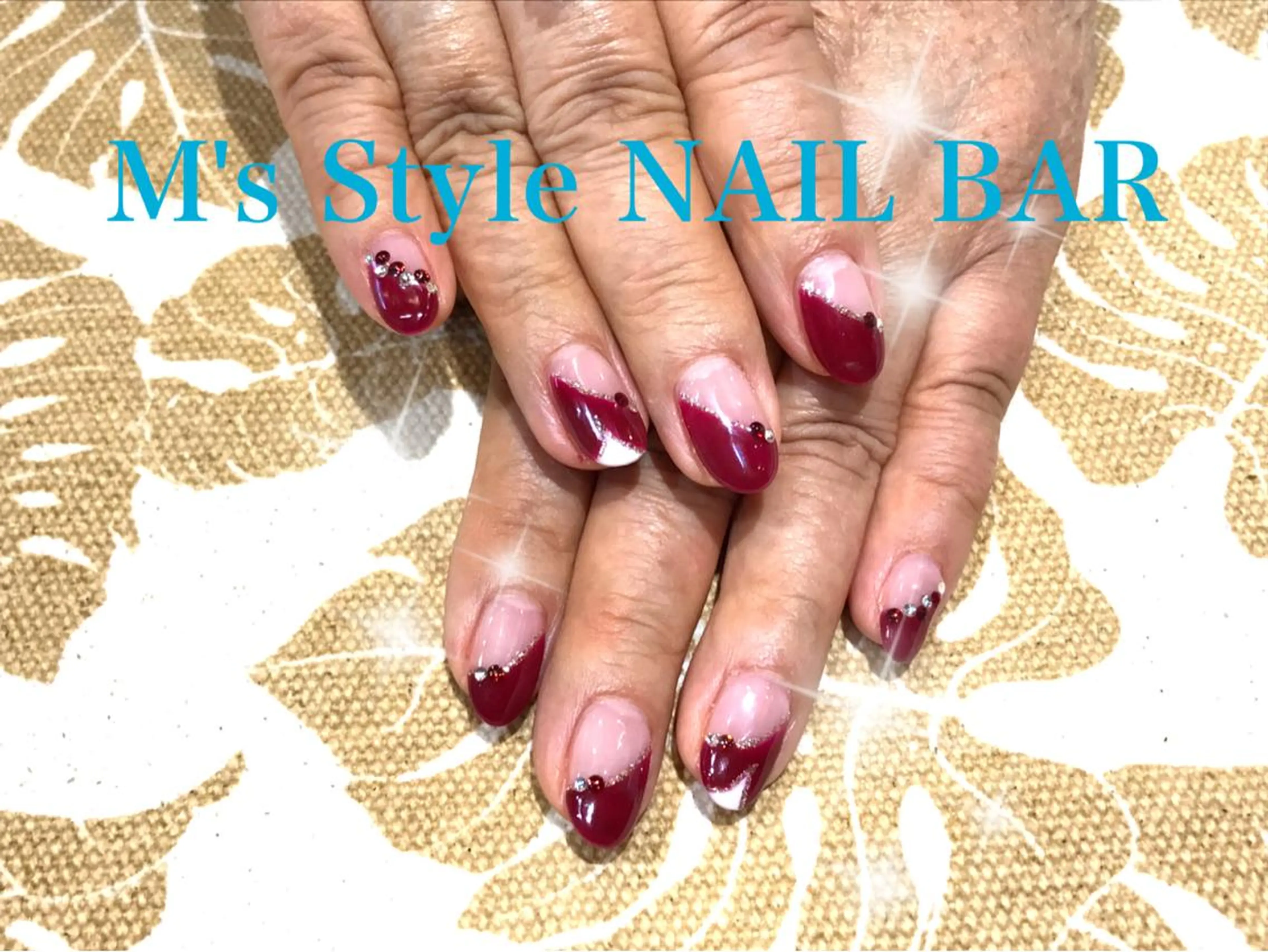 ネイル フレンチネイル ハート 持ち込み 斜めフレンチ ハンドネイル M's Style NAIL BARのネイルデザイン