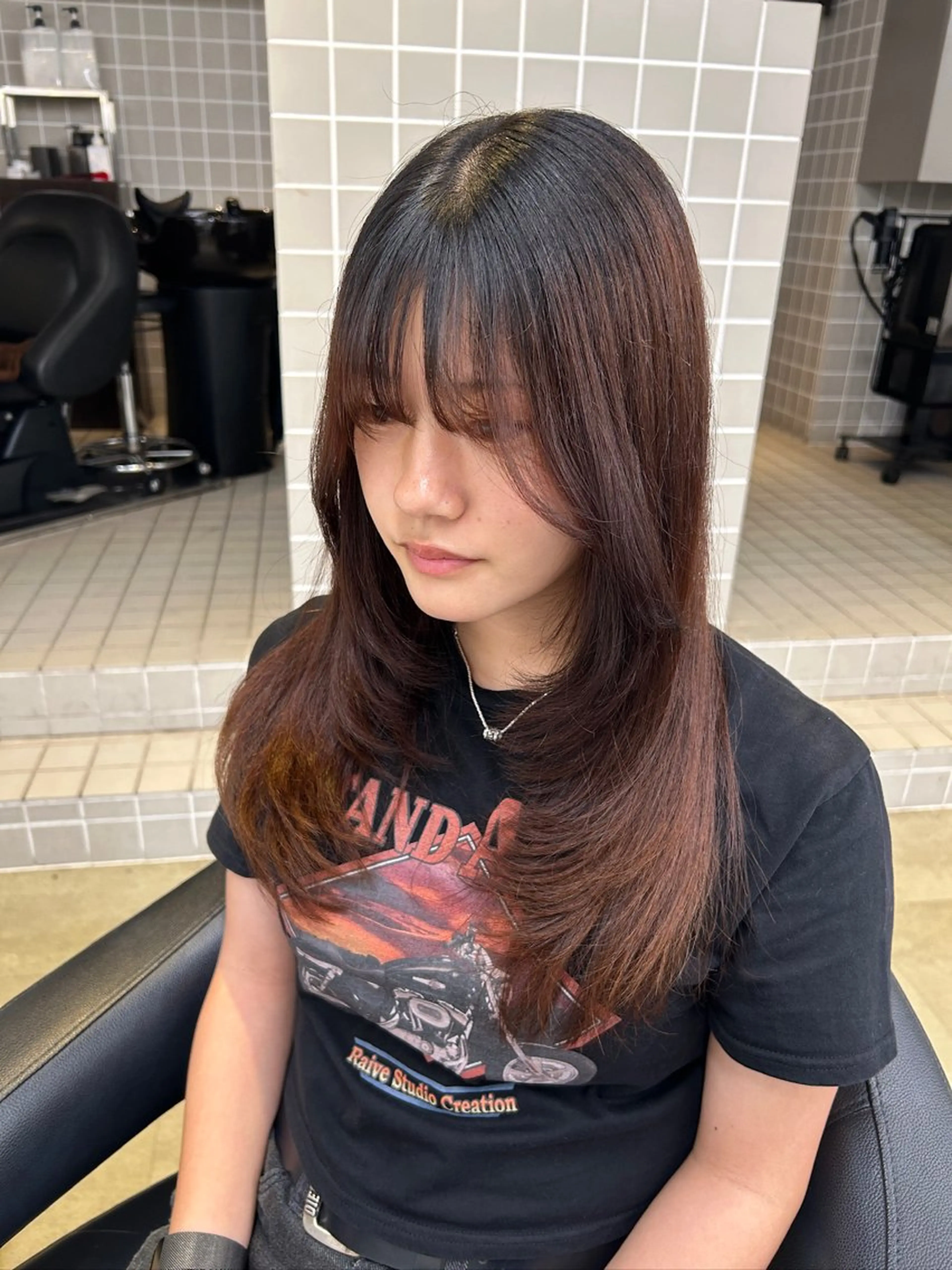 ロング カラー カット ヘアカラー トリートメント ヘッドスパ ヘアセット 🥯縮毛/レイヤー/ ベージュヘア🥯のヘアスタイル