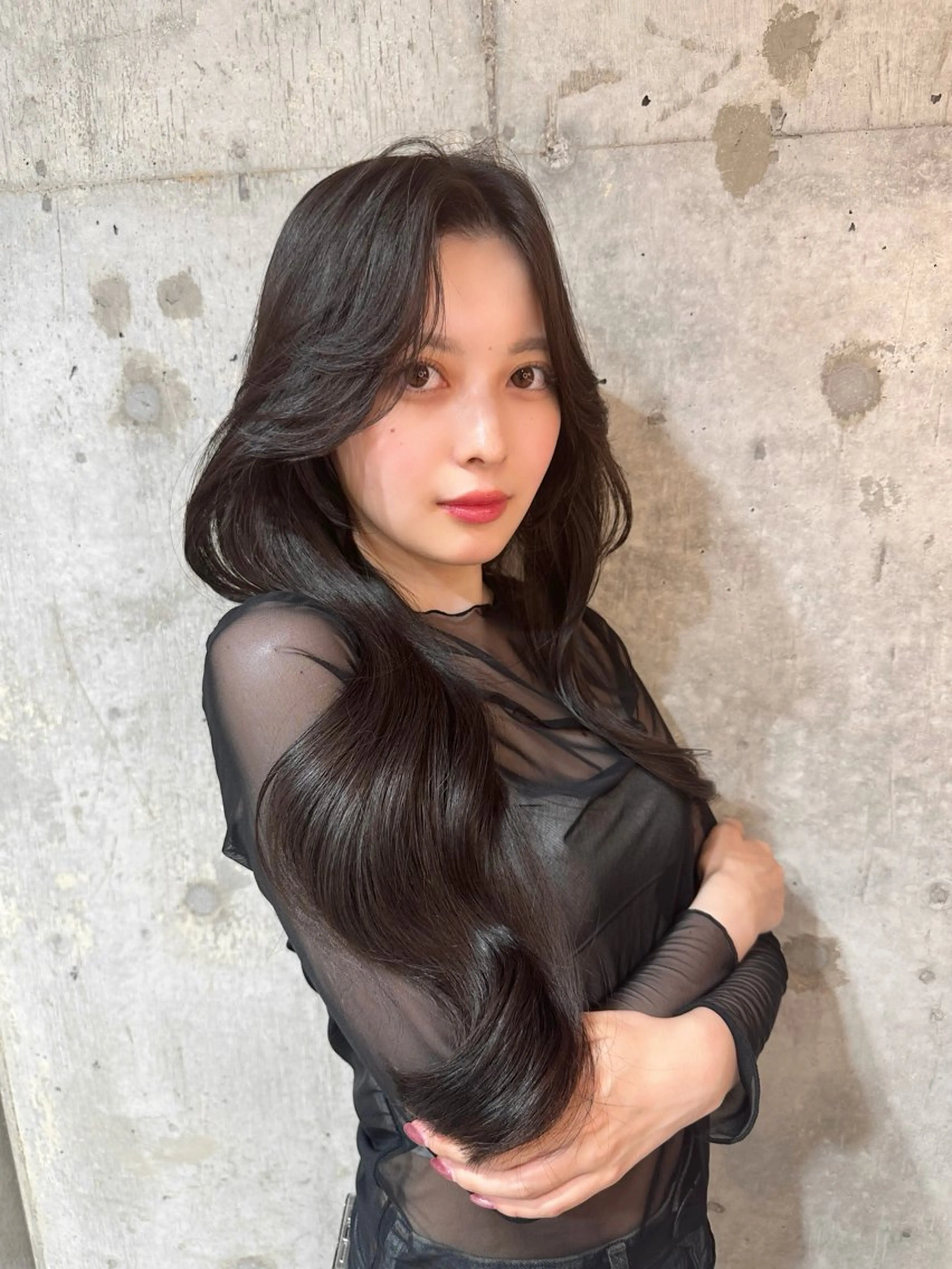 ロング カラー くせ毛 髪質改善 トリートメント カット ヘアカラー トリートメント ヘアセット 新宿/韓国レイヤー 髪質改善カラー/角所のヘアスタイル