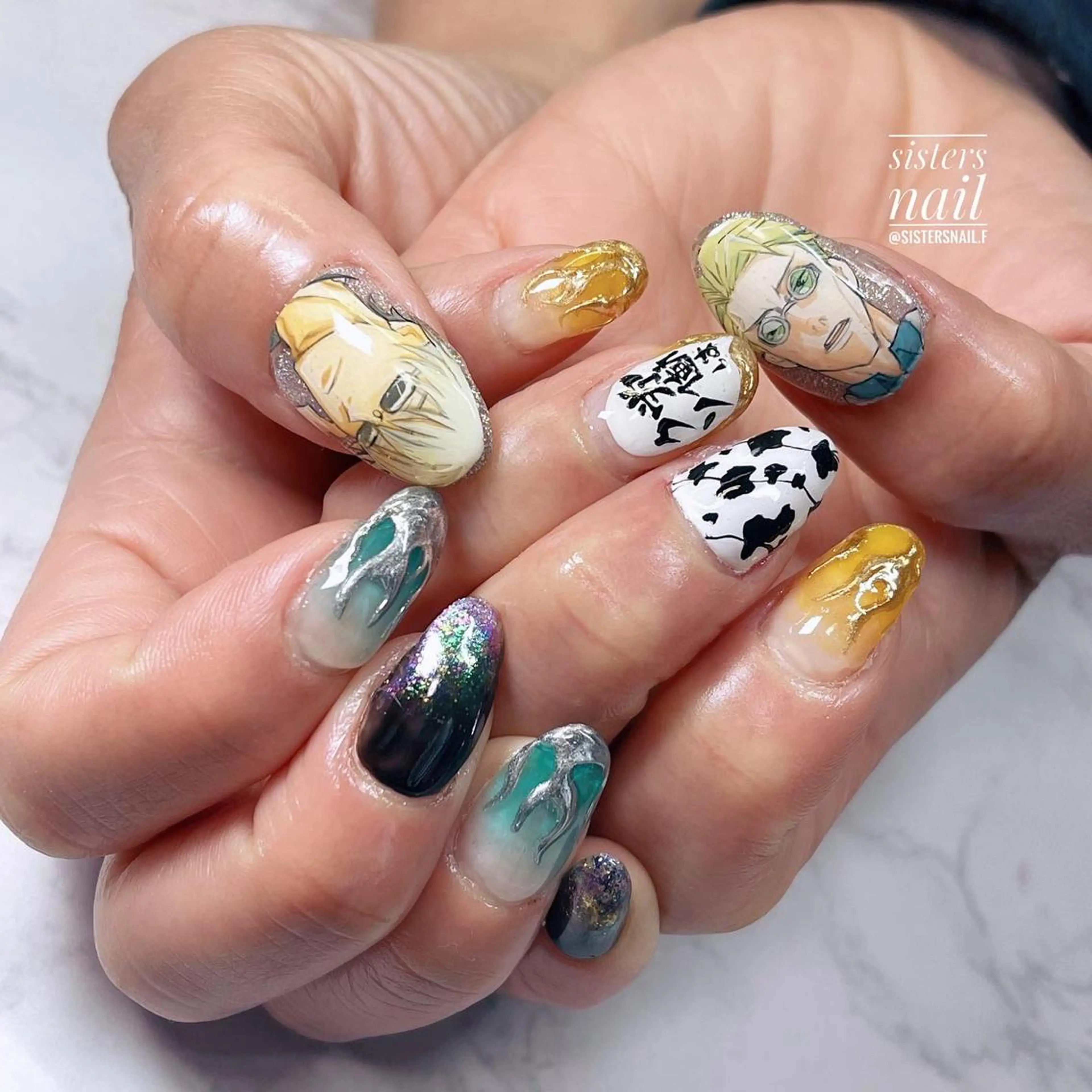 ネイル アートネイル ミラーネイル 夏ネイル sisters nail.fのネイルデザイン