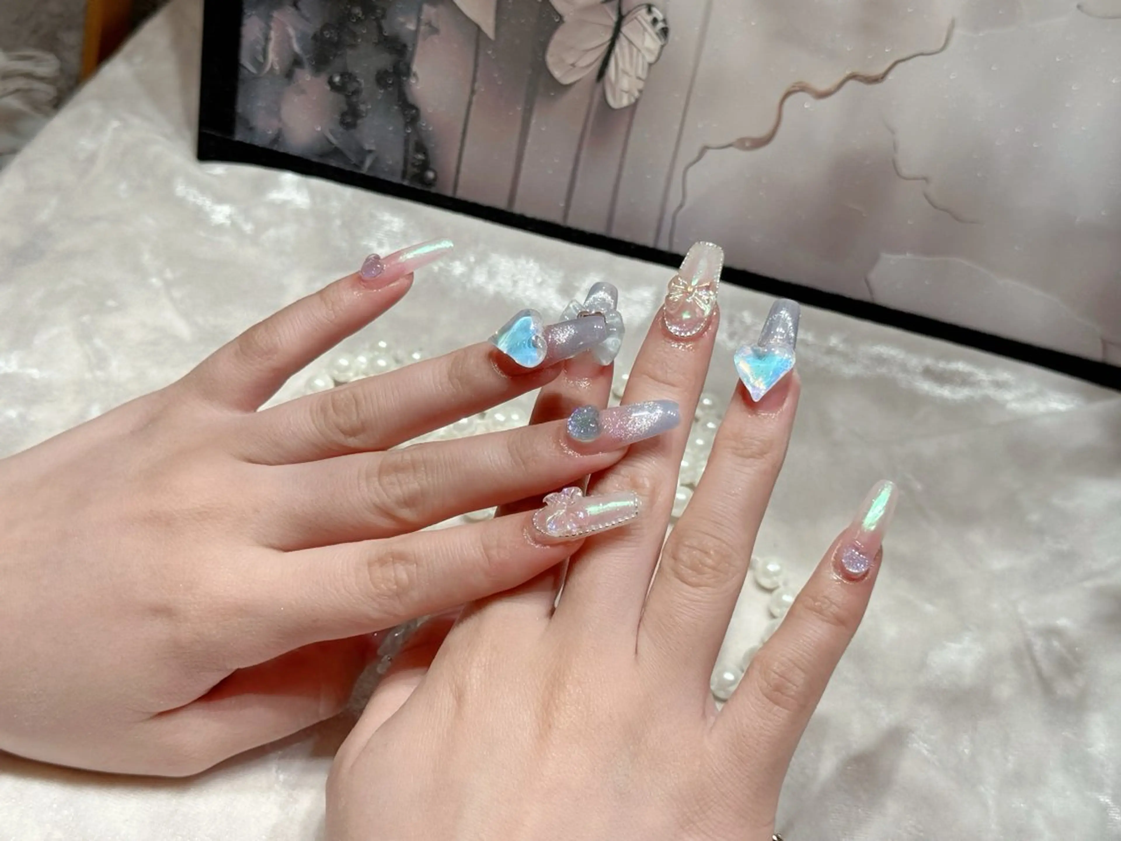ネイル アートネイル フットネイル ジェルネイル ハート マグネットネイル Babarla Nailのネイルデザイン