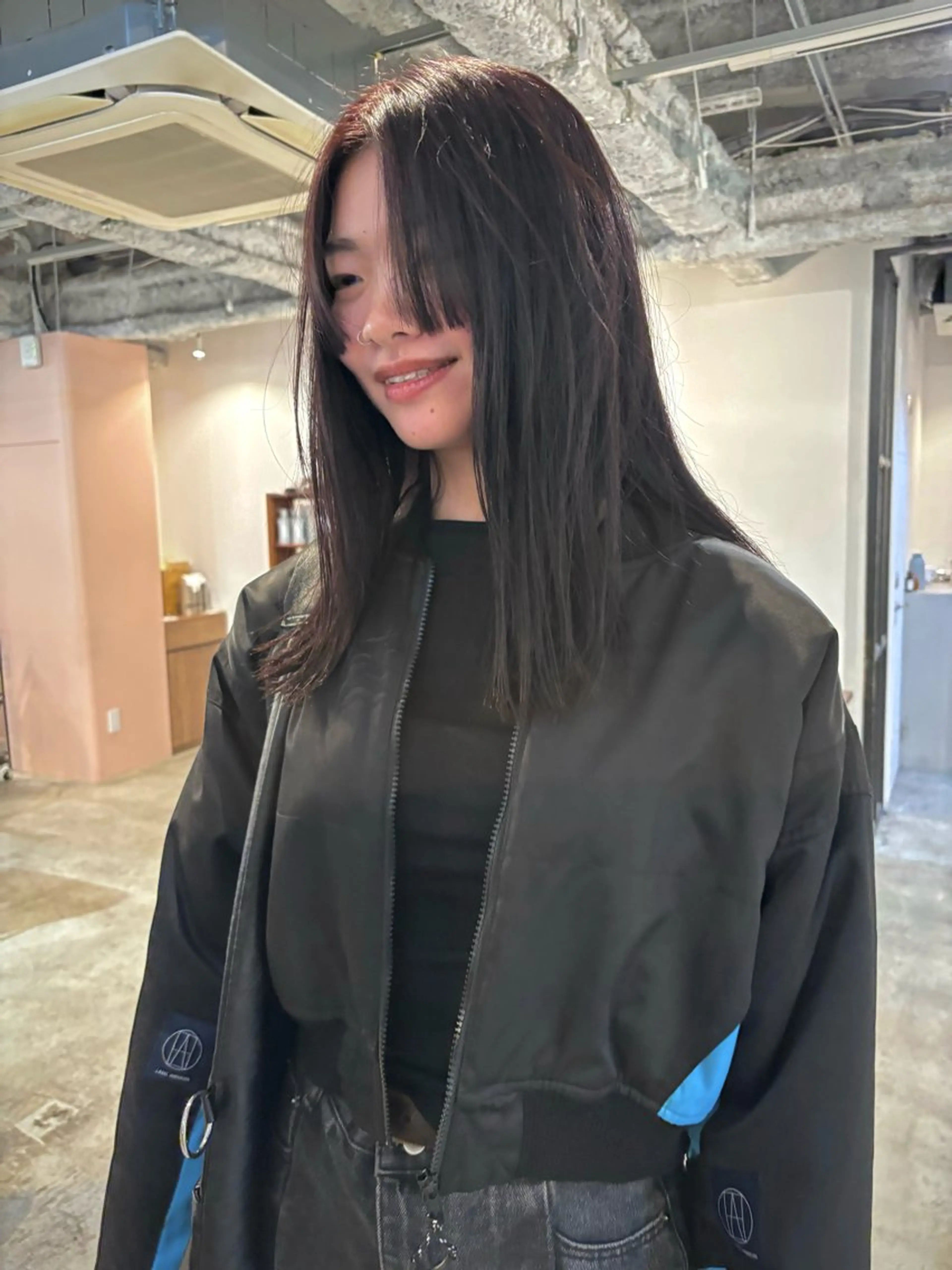 セミロング カラー レッドカラー 顔周りカット カット ヘアカラー トリートメント yu maのヘアスタイル