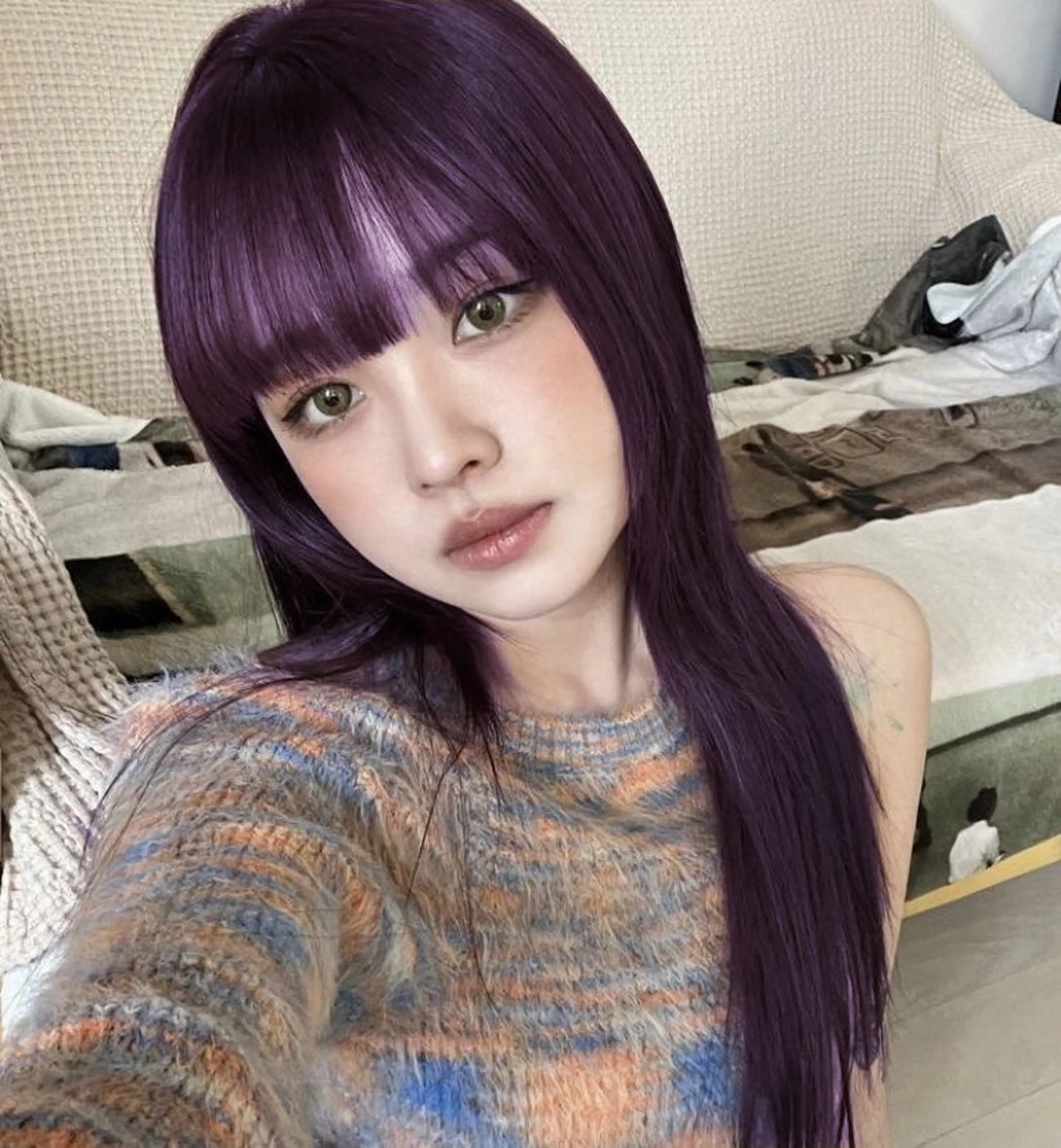 ロング カラー ラベンダーカラー ブリーチなし🌼トレ ンド🌼似合わせのヘアスタイル