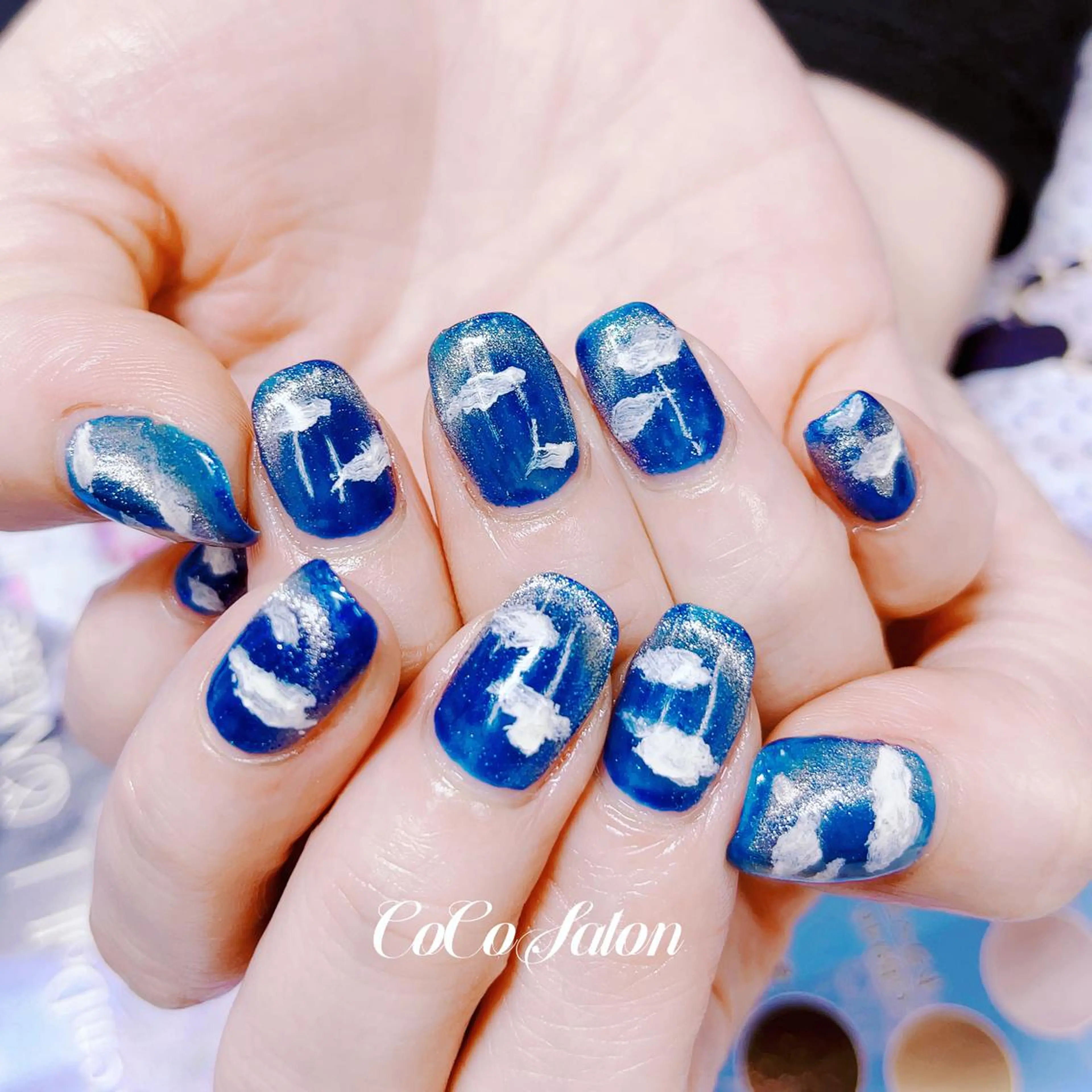 ネイル 長さ出し フレンチネイル ジェルネイル グラデーション キラキラネイル ハンドネイル CoCoSalon ネイル/まつ毛予約のネイルデザイン