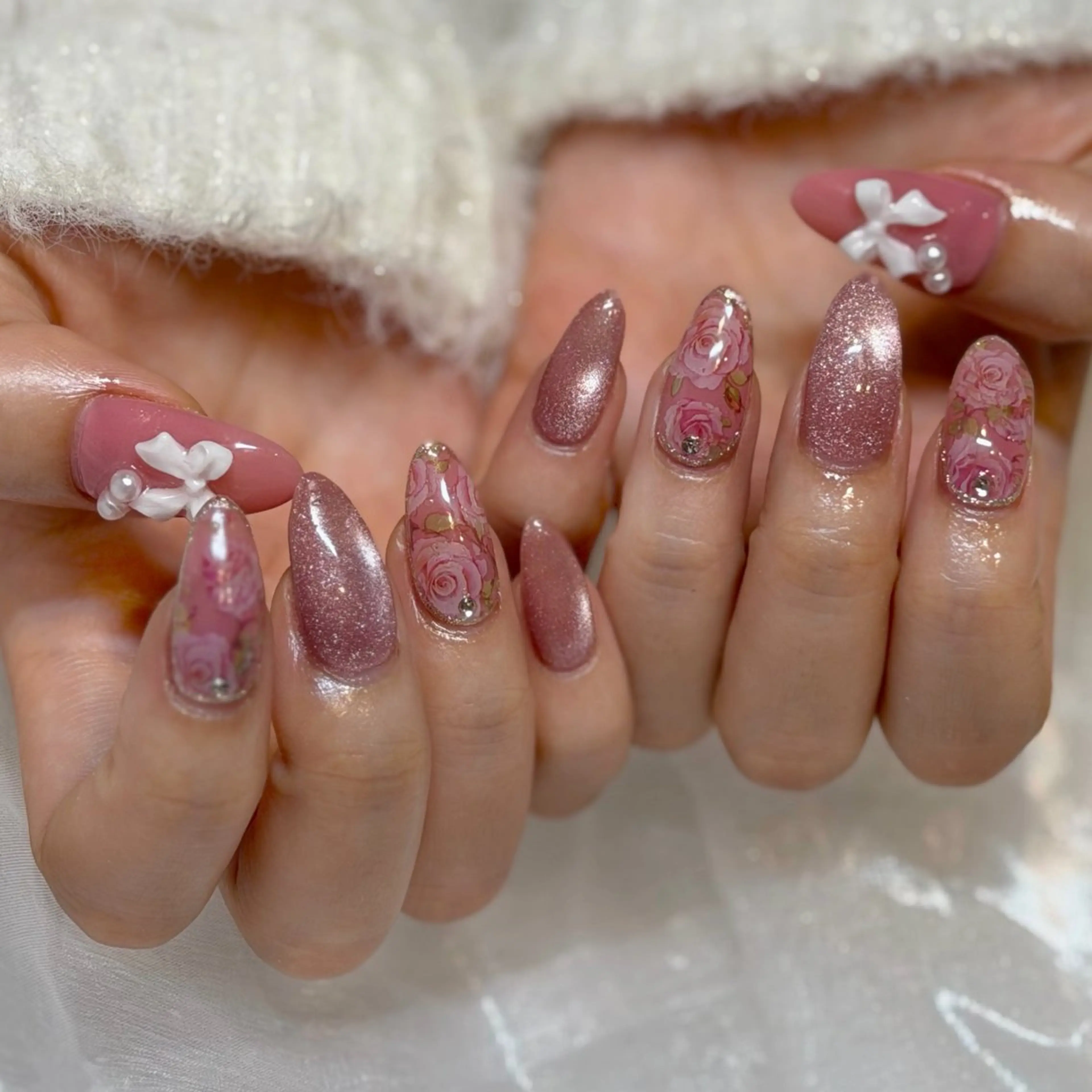 ネイル 春ネイル nailsalon moe.所属・yume 大人ガーリーネイルのネイルデザイン