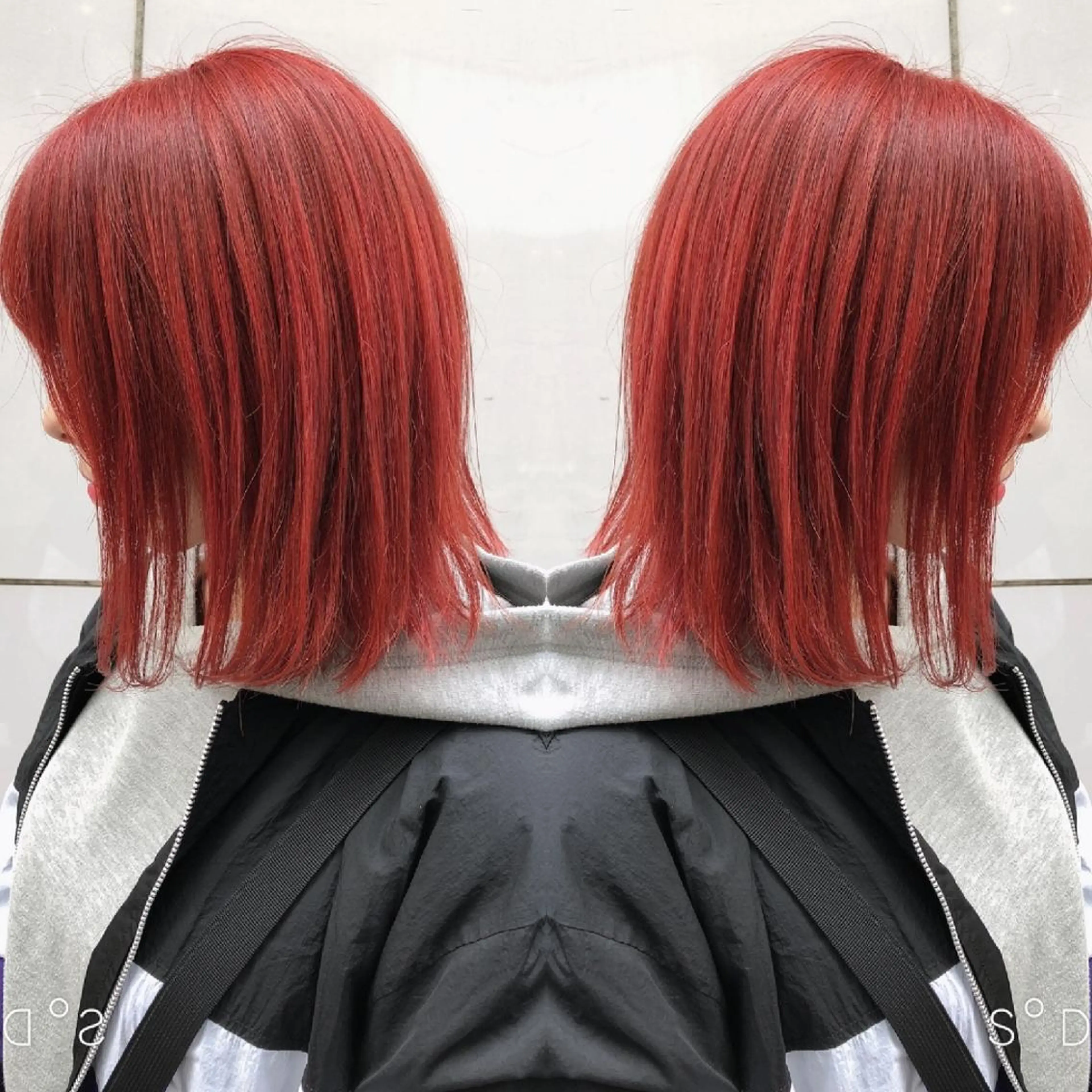 ミディアム カラー ヘアアレンジ レッドカラー ヘアカラー トリートメント 竹内啓太 ボブのヘアスタイル