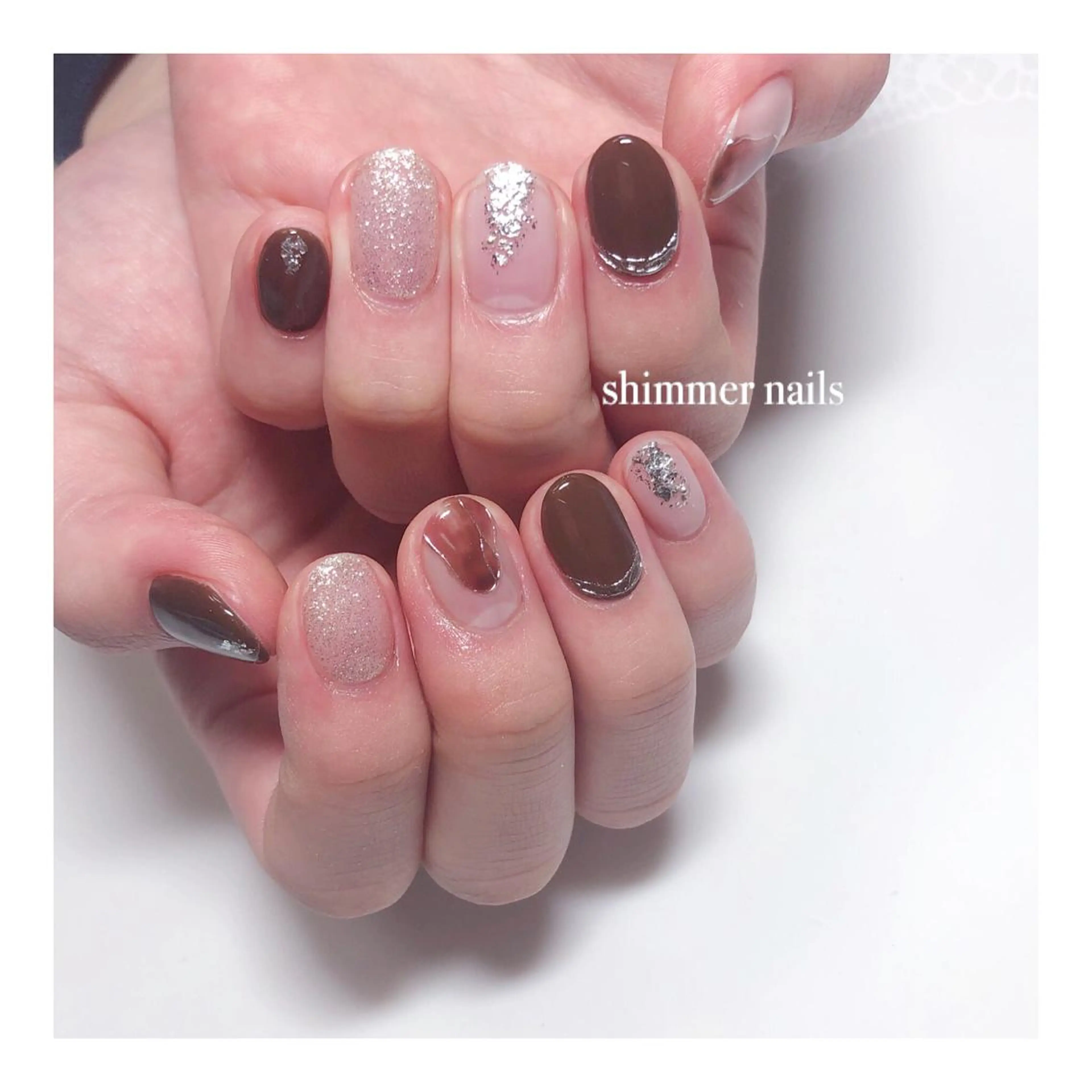 ネイル ブラウン shimmer nailsのネイルデザイン