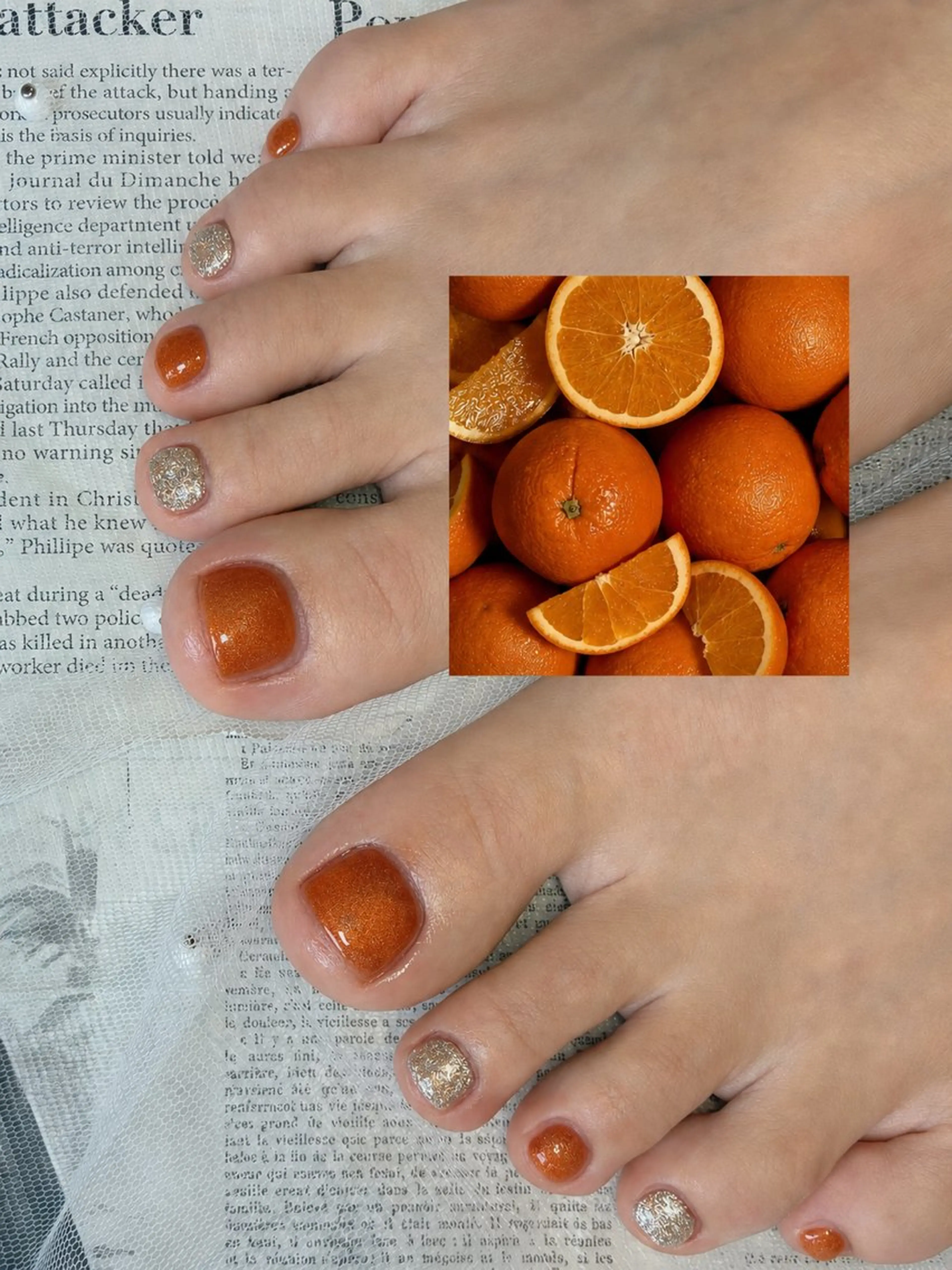 ネイル フットネイル オレンジ shiki_nail 🪐のネイルデザイン