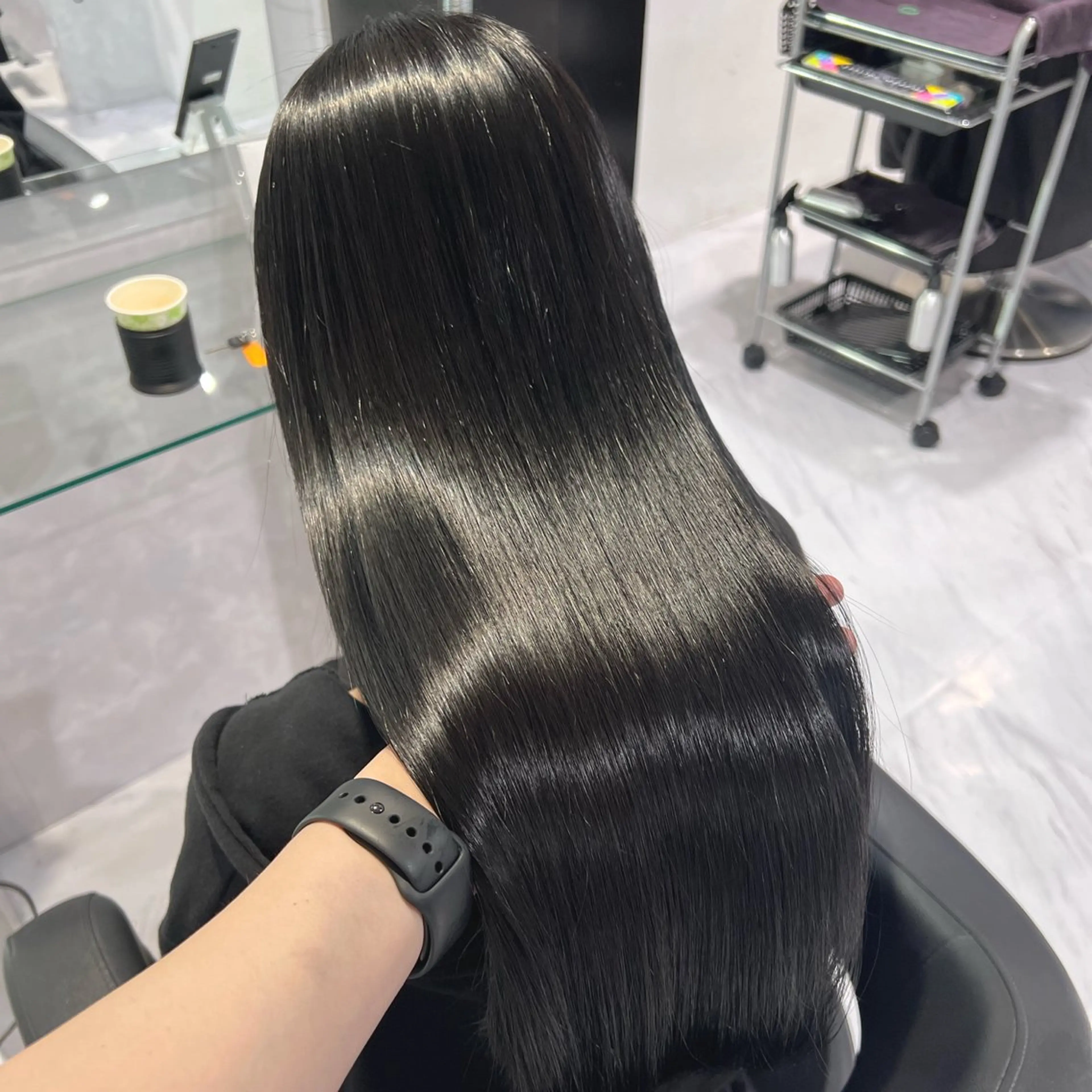 ロング カラー ヘアアレンジ キッズ ボブ くせ毛 髪質改善 縮毛矯正 トリートメント カット 縮毛矯正 トリートメント 🦋重くない暗髪🦋 Hana🦋のヘアスタイル