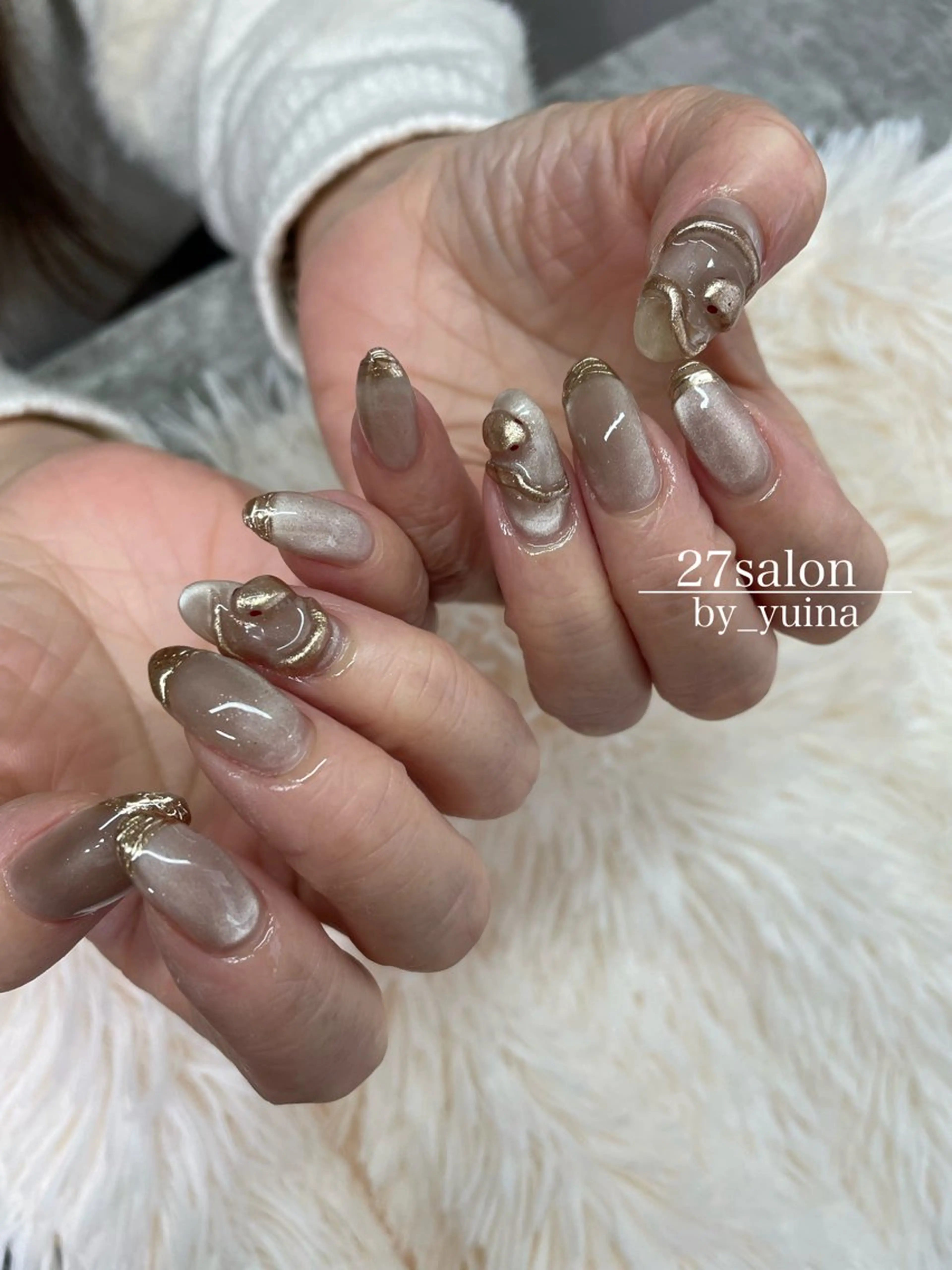 ネイル マグネットネイル ミラーネイル ハンドネイル 27salon yuinaのネイルデザイン