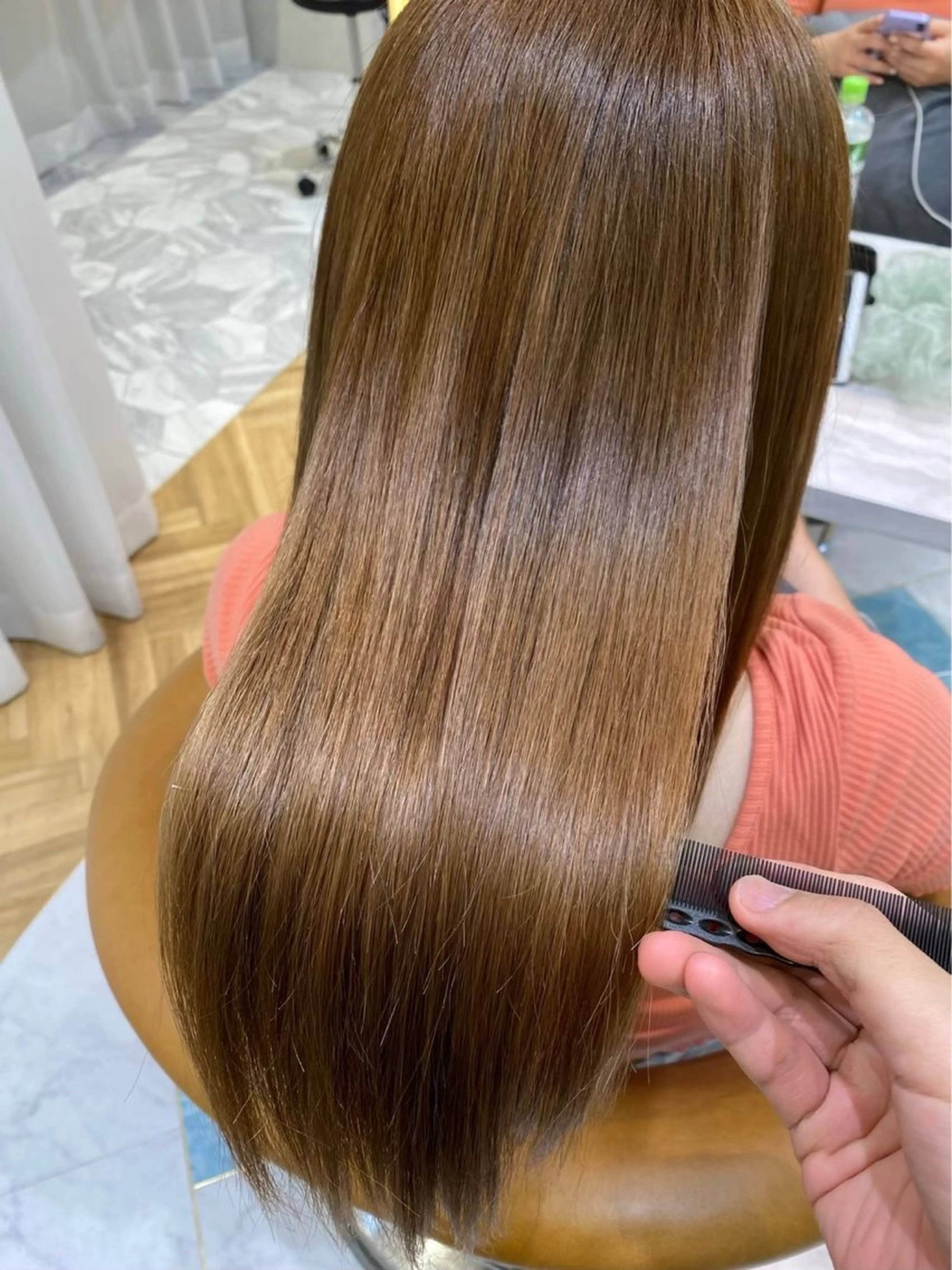 ロング カラー 透明感カラー縮毛矯正 レイヤー/えいすけのヘアスタイル