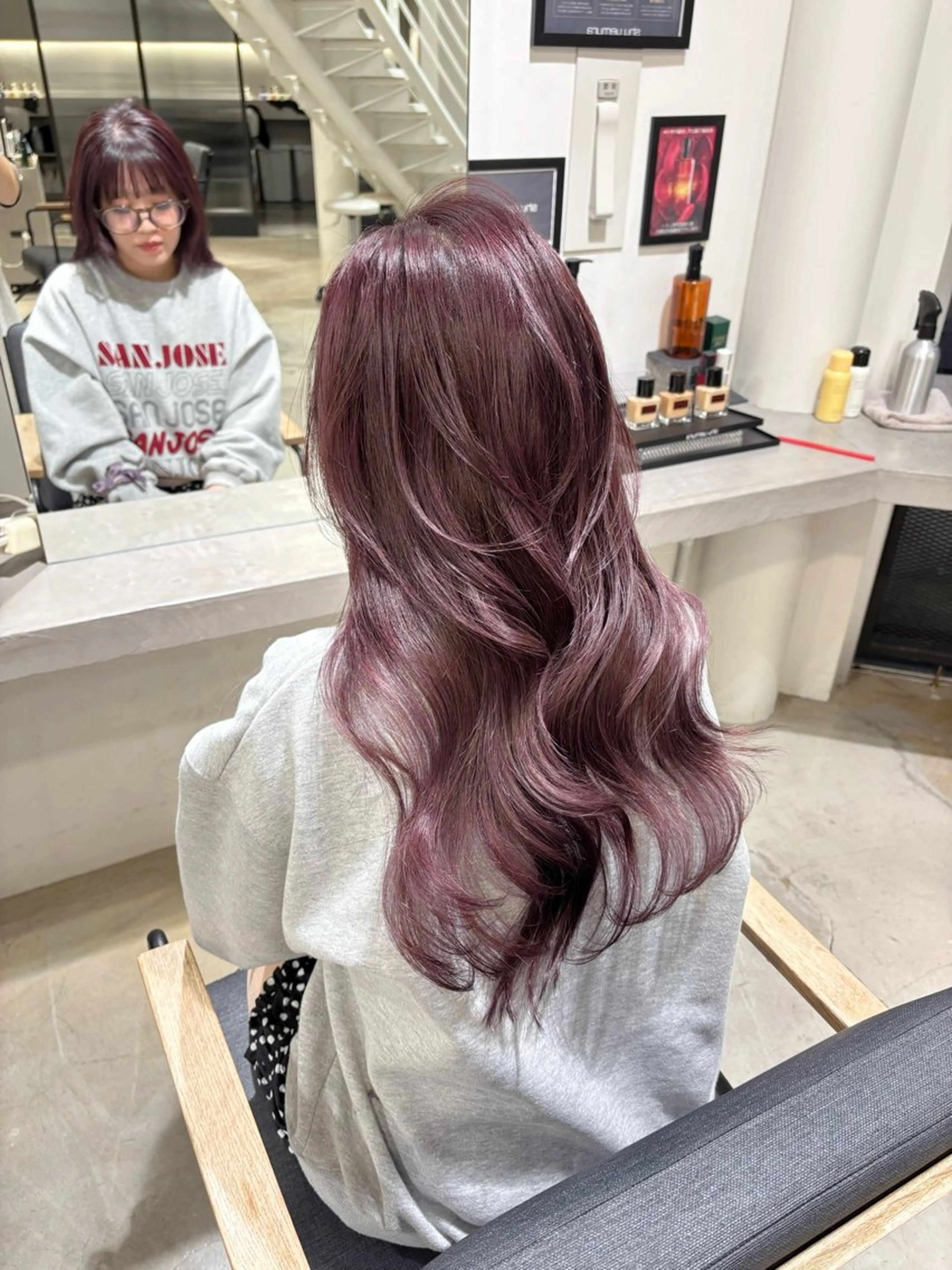 セミロング カット yui/ラベンダー/ ピンク/ワインレッドのヘアスタイル