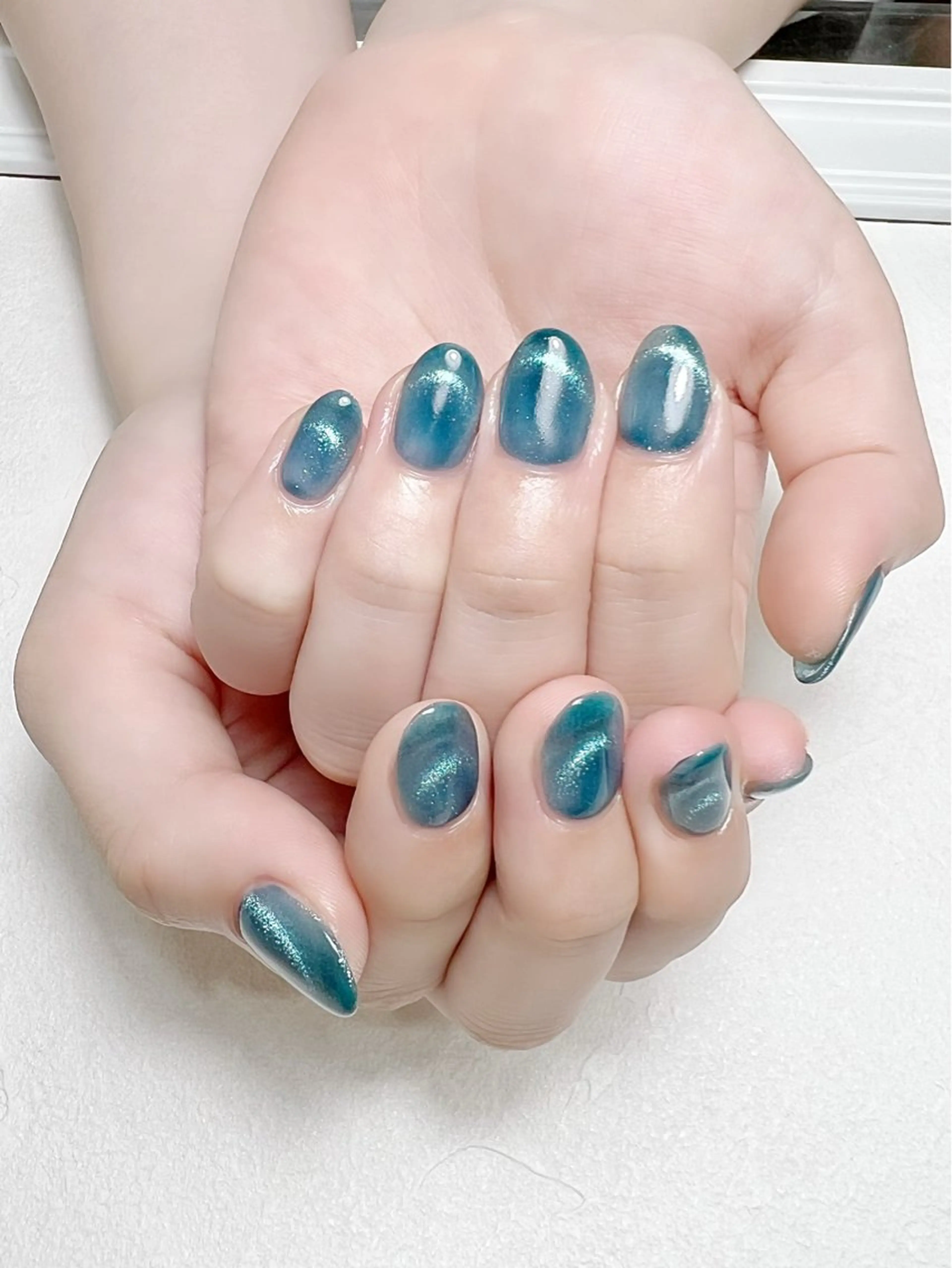ネイル ブルー ジェルネイル キラキラネイル マグネットネイル ワンカラーネイル rouse nail RISATOのネイルデザイン