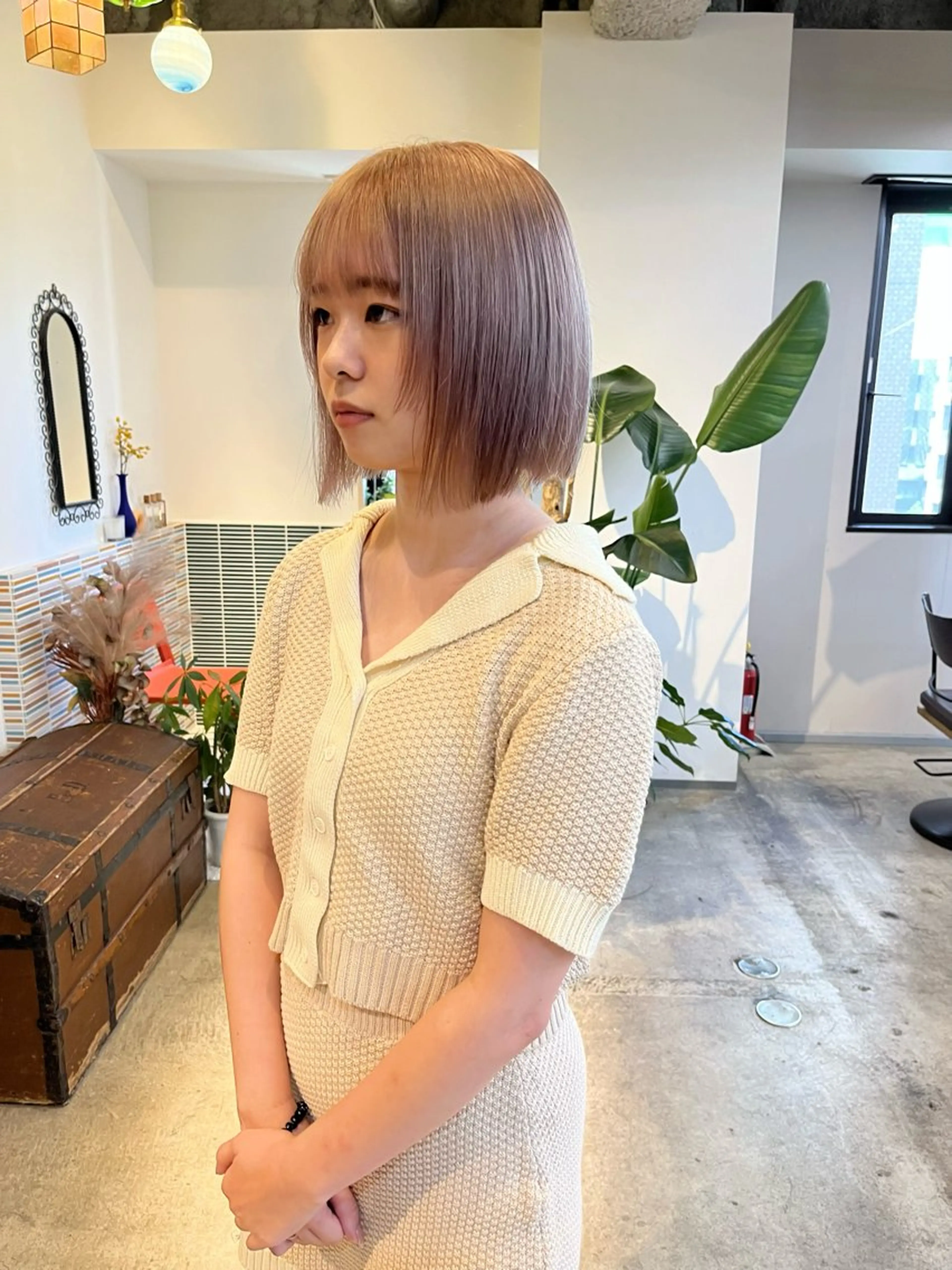 ミディアム カラー ブリーチ カット ヘアカラー トリートメント 🩷ハイトーン透明感 レイヤー🩷ユリカのヘアスタイル