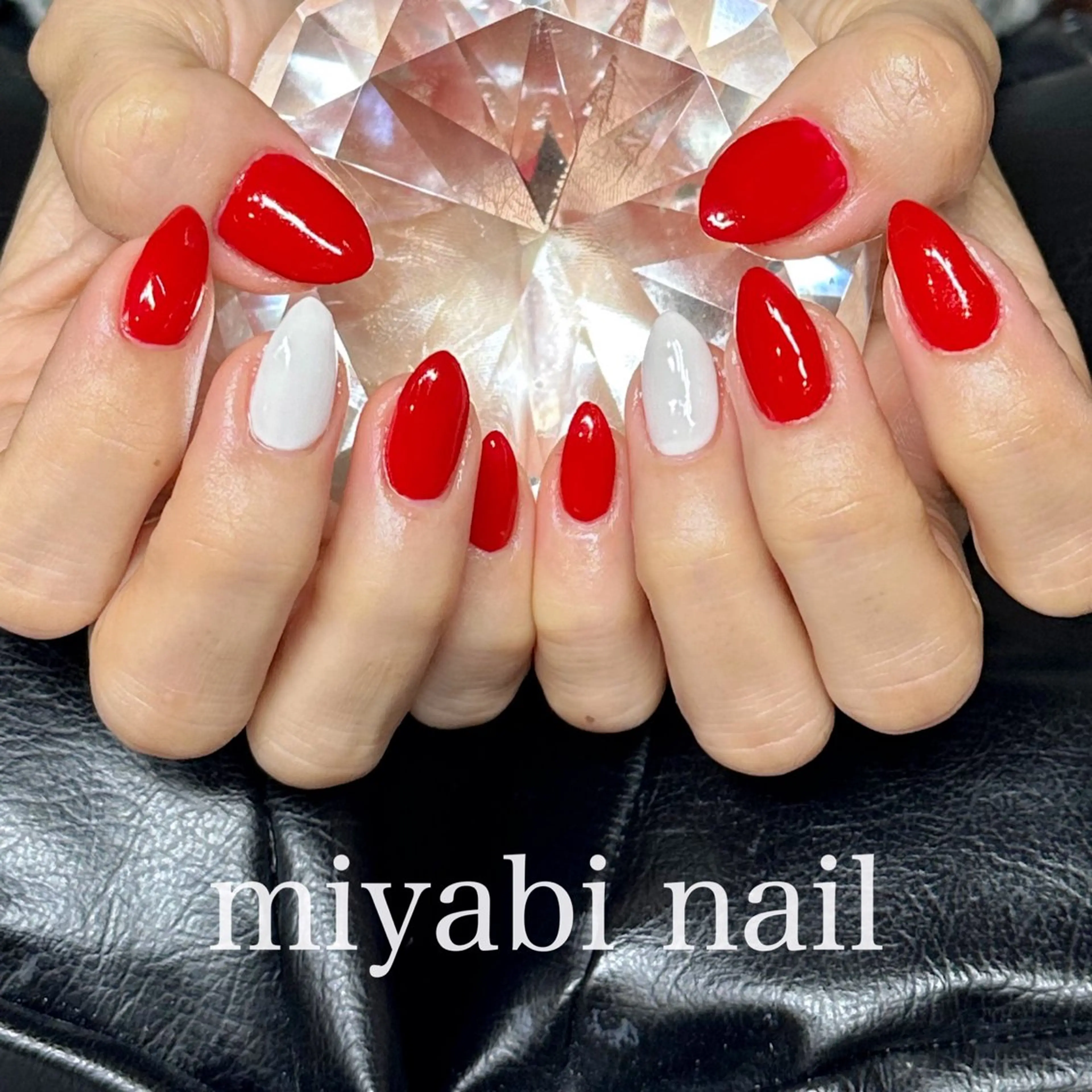 ネイル ジェルネイル 持ち込み 赤色 シンプルネイル 春ネイル ハンドネイル miyabi nail 桂川駅近くのネイルデザイン