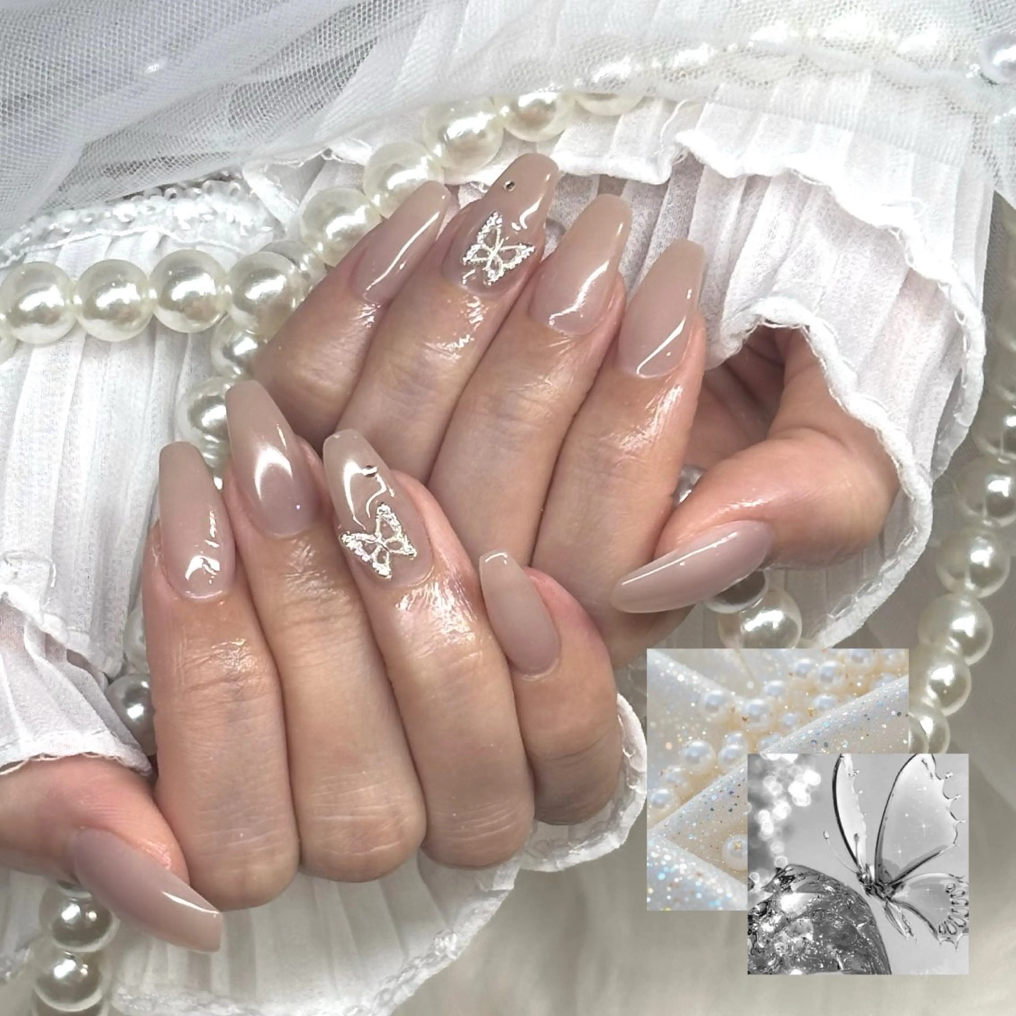 【オフなし】💞ワンカラーorラメグラ（ベースカラーなし）🎀パーツ4つまで無料の写真