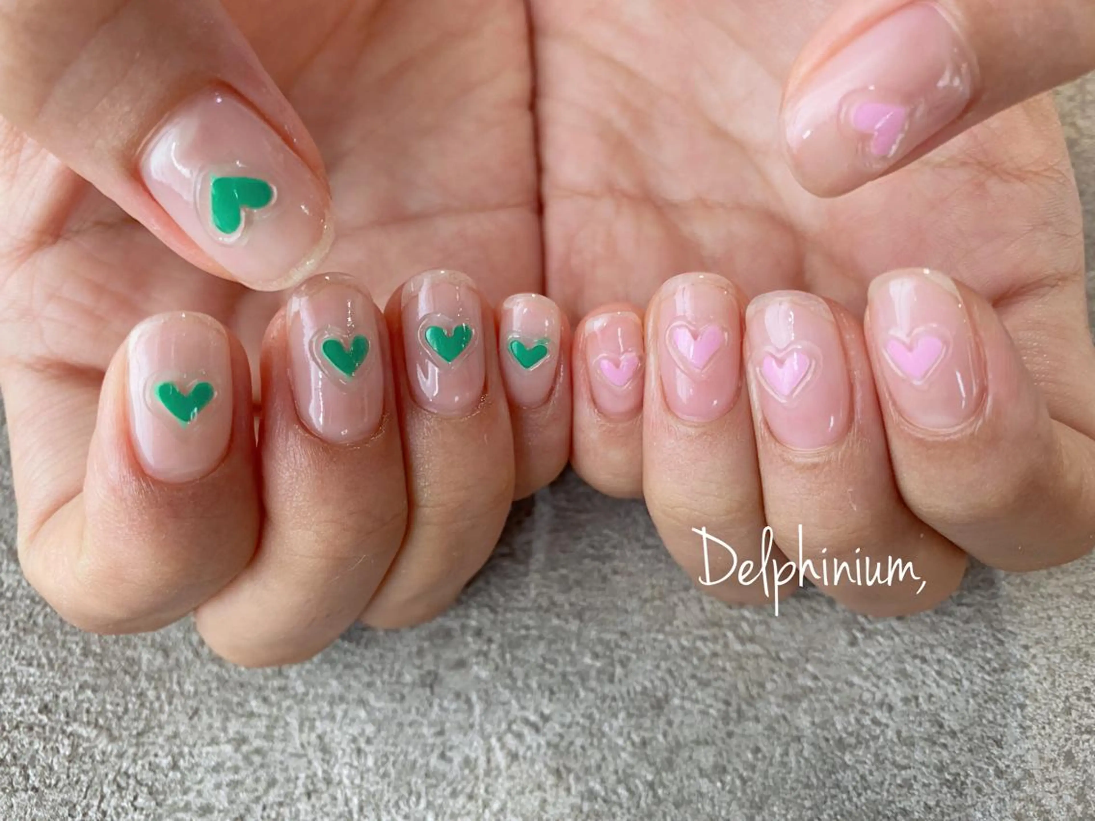 ネイル ハート ハンドネイル 岡本 友恵のネイルデザイン