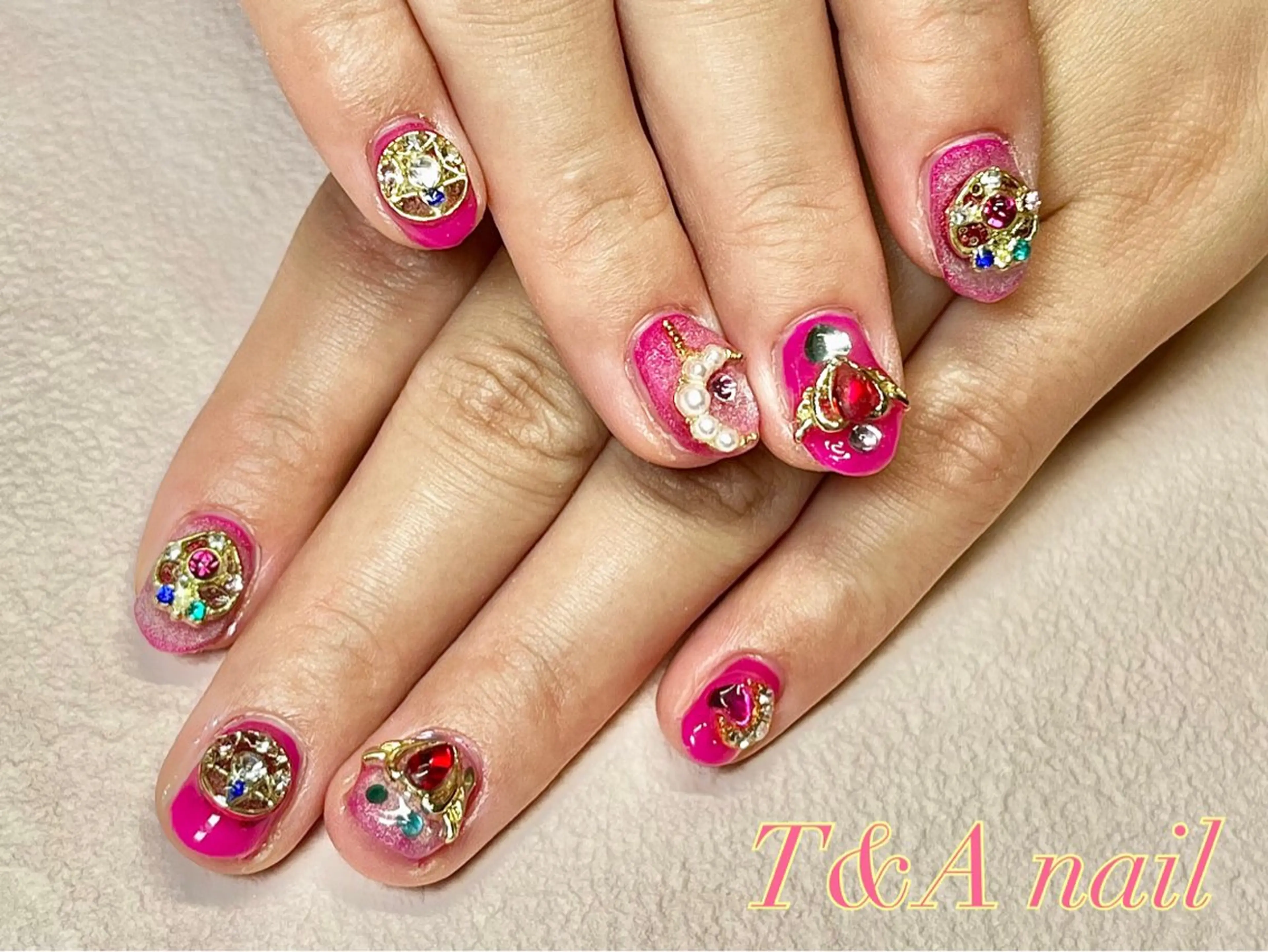 ネイル 長さ出し ジェルネイル ピンク スカルプネイル ショートネイル T&A nailのネイルデザイン