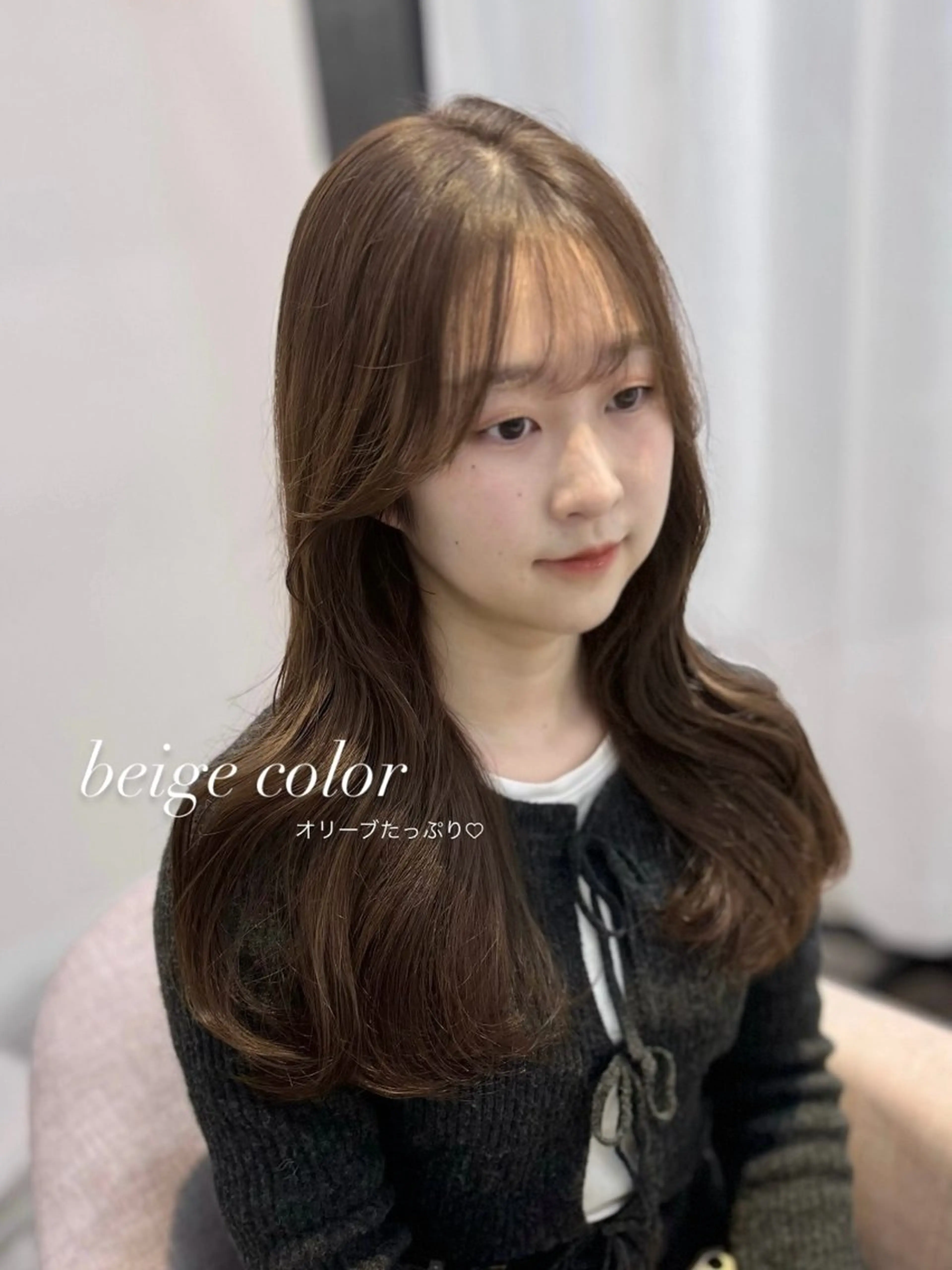 ロング カラー カット ヘアカラー トリートメント mareka/顔周り /透明感カラー🤍のヘアスタイル