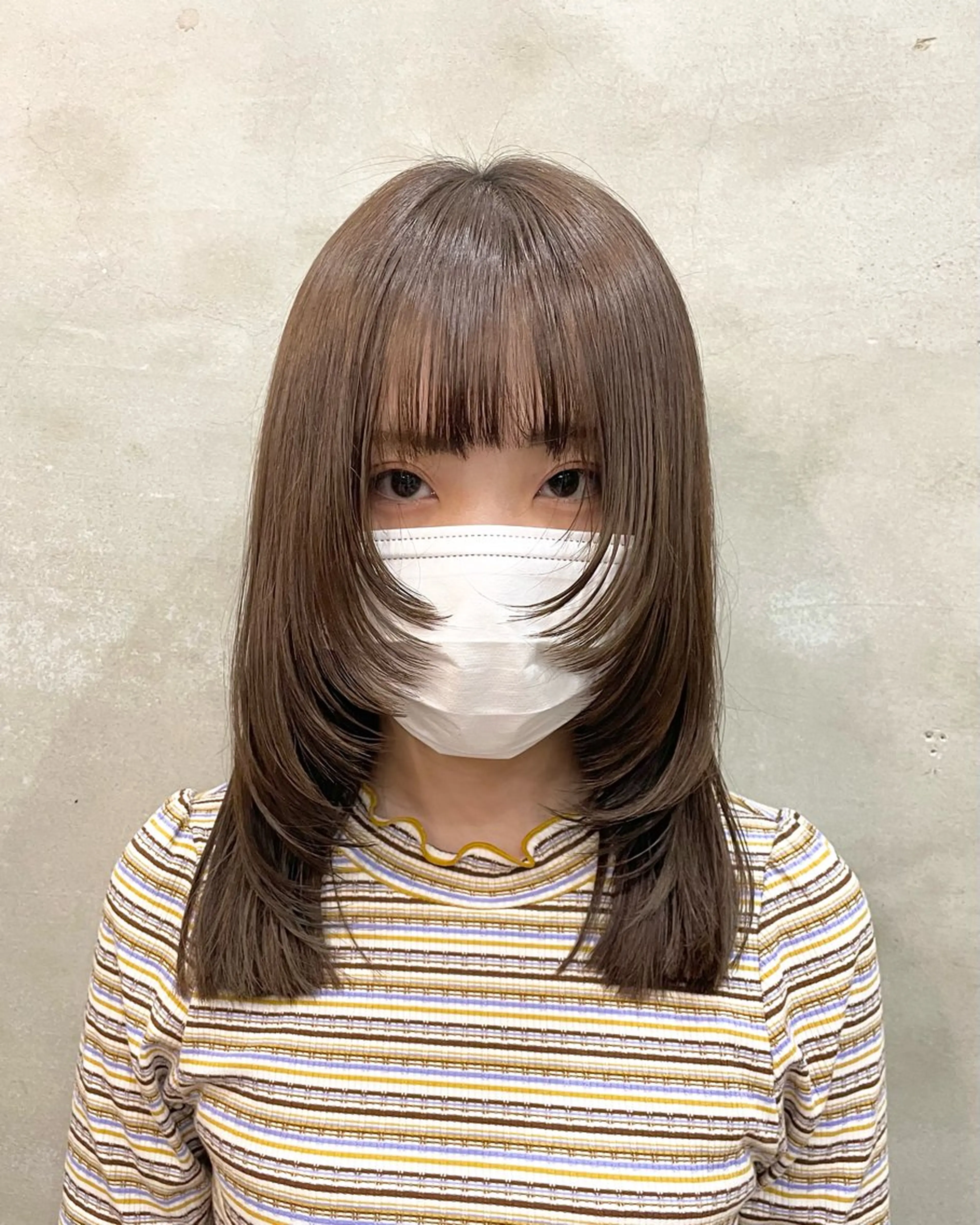 セミロング カラー ヘアアレンジ カット 【ピンク/韓国ヘア/ ヘアセット】亜海のヘアスタイル