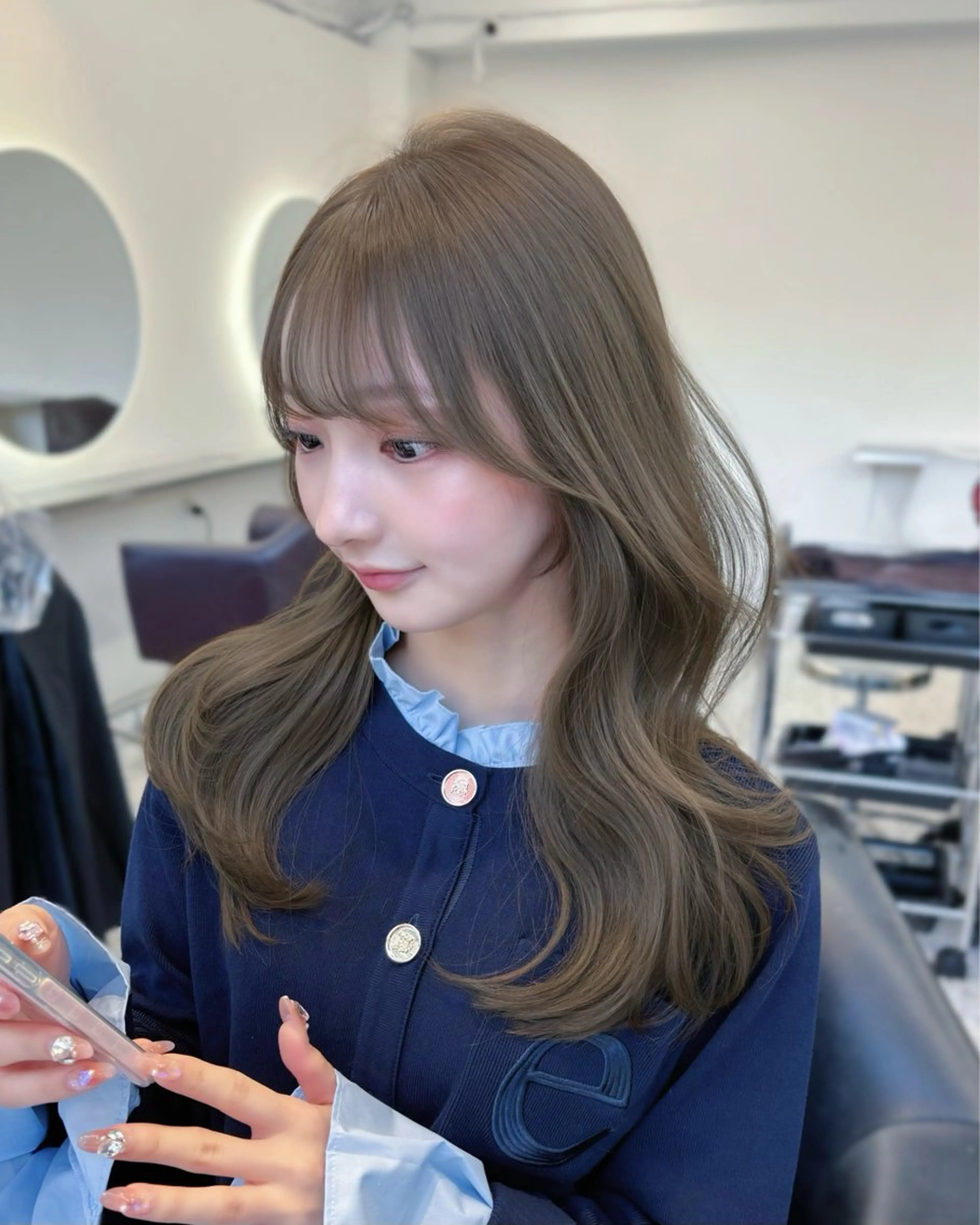 ロング カラー パーマ ヘアアレンジ ベージュカラー オリーブベージュ レイヤーカット カット ヘアカラー トリートメント 🌸グレージュ/ ベージュ🌸yutaのヘアスタイル