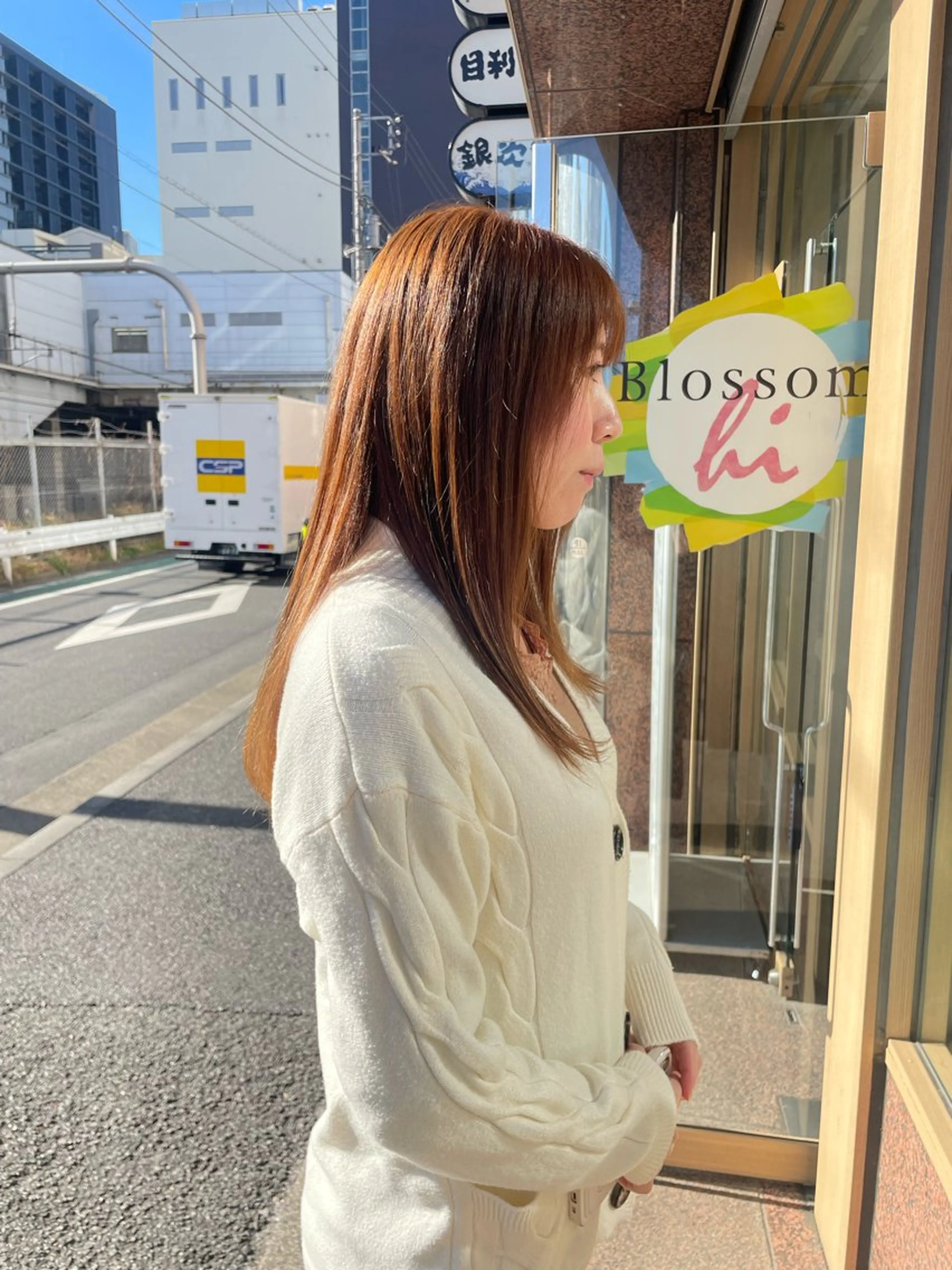 セミロング カラー ブリーチ ブラウンカラー 髪質改善/Bloss om🌷高橋沙衣のヘアスタイル