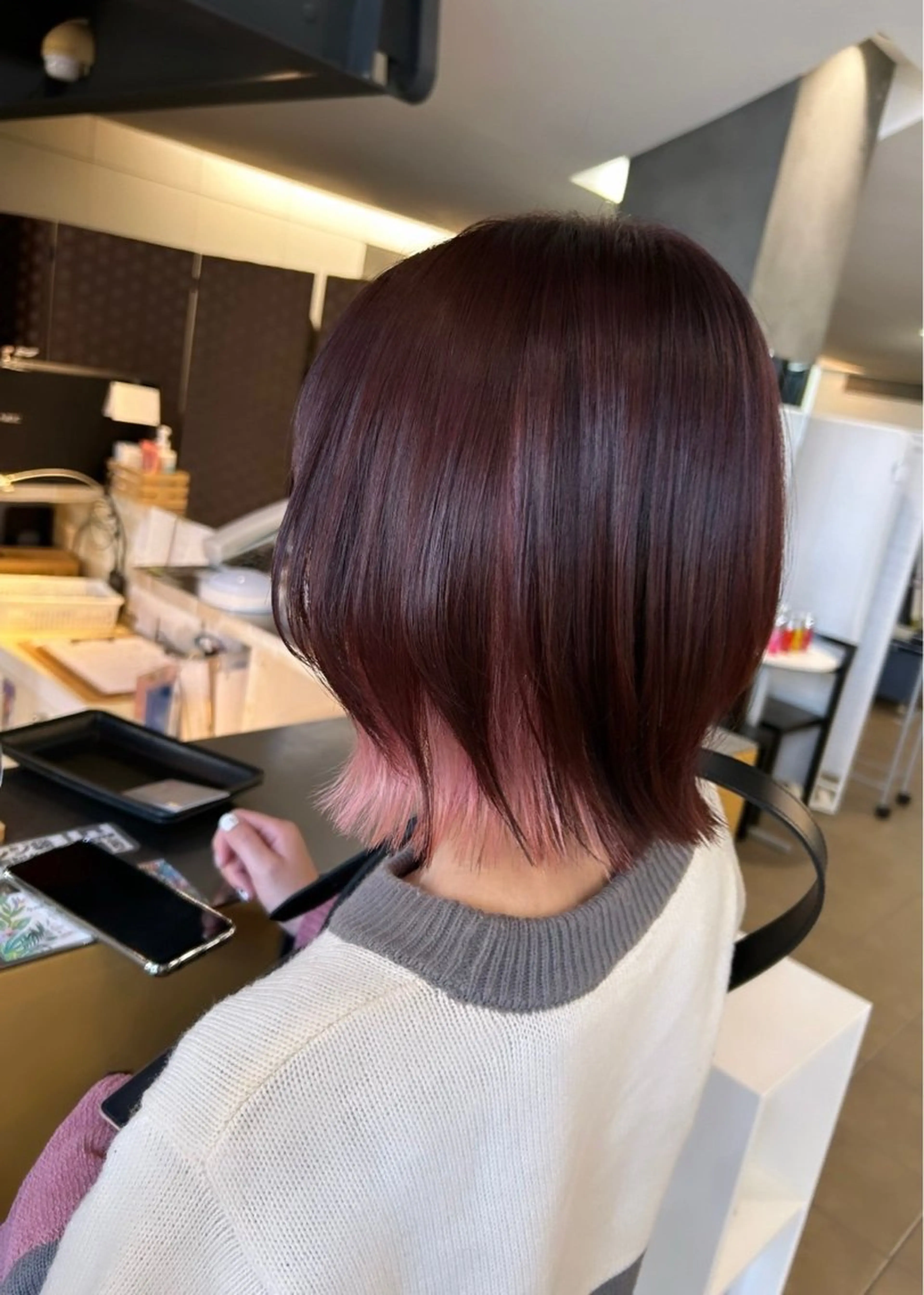 ミディアム カラー uni 江坂🦋 木下風子のヘアスタイル