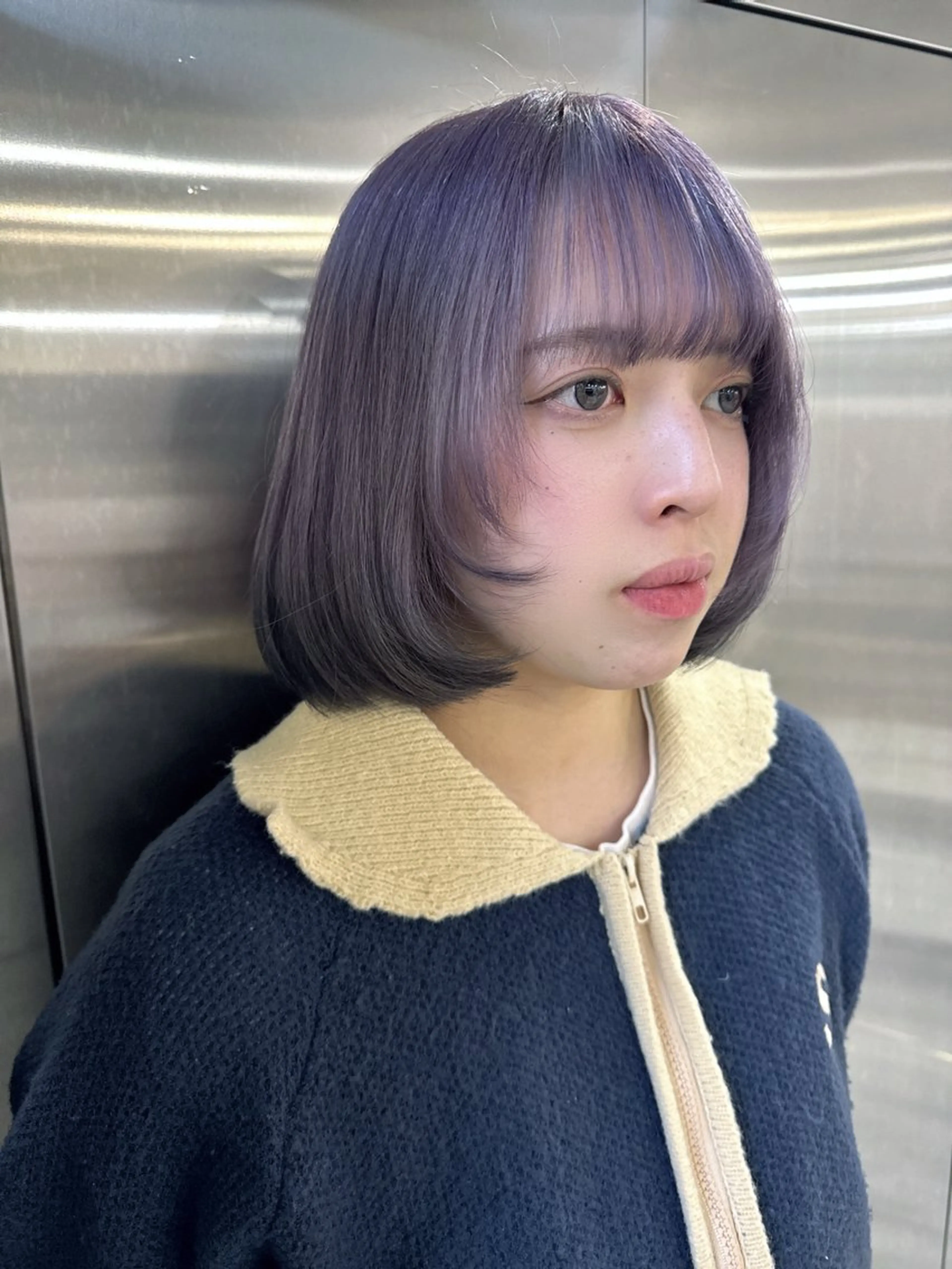 ミディアム カラー ヘアアレンジ 韓国レイヤーカット/ 儚げカラーチナツのヘアスタイル