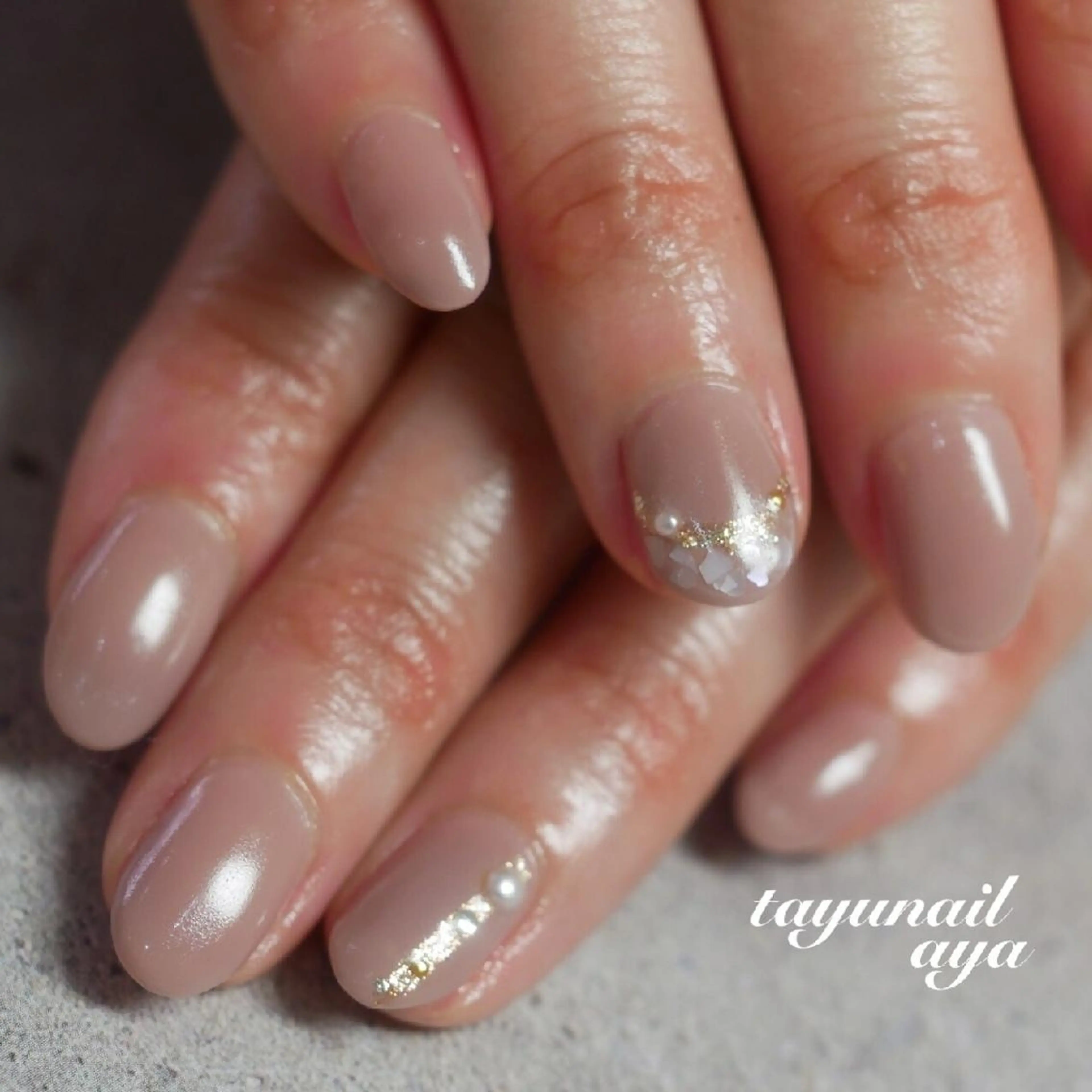 ネイル ブルー フレンチネイル ジェルネイル ゴールド キラキラネイル ネイルサロン 【たゆnail】のネイルデザイン
