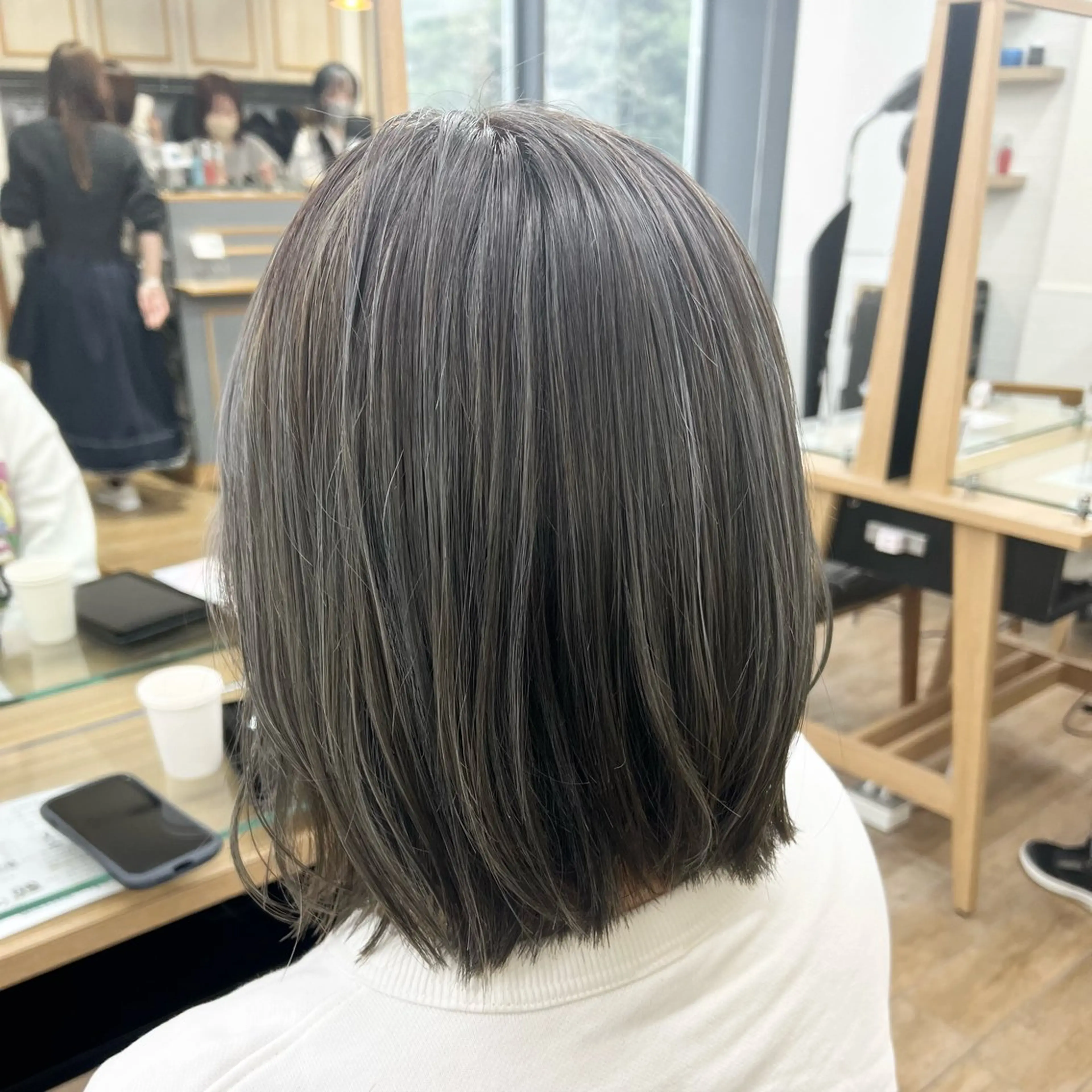 ミディアム ボブ ハイライト カット ヘアカラー パーマ/ハイライト 💙鶴岡　愛💙のヘアスタイル
