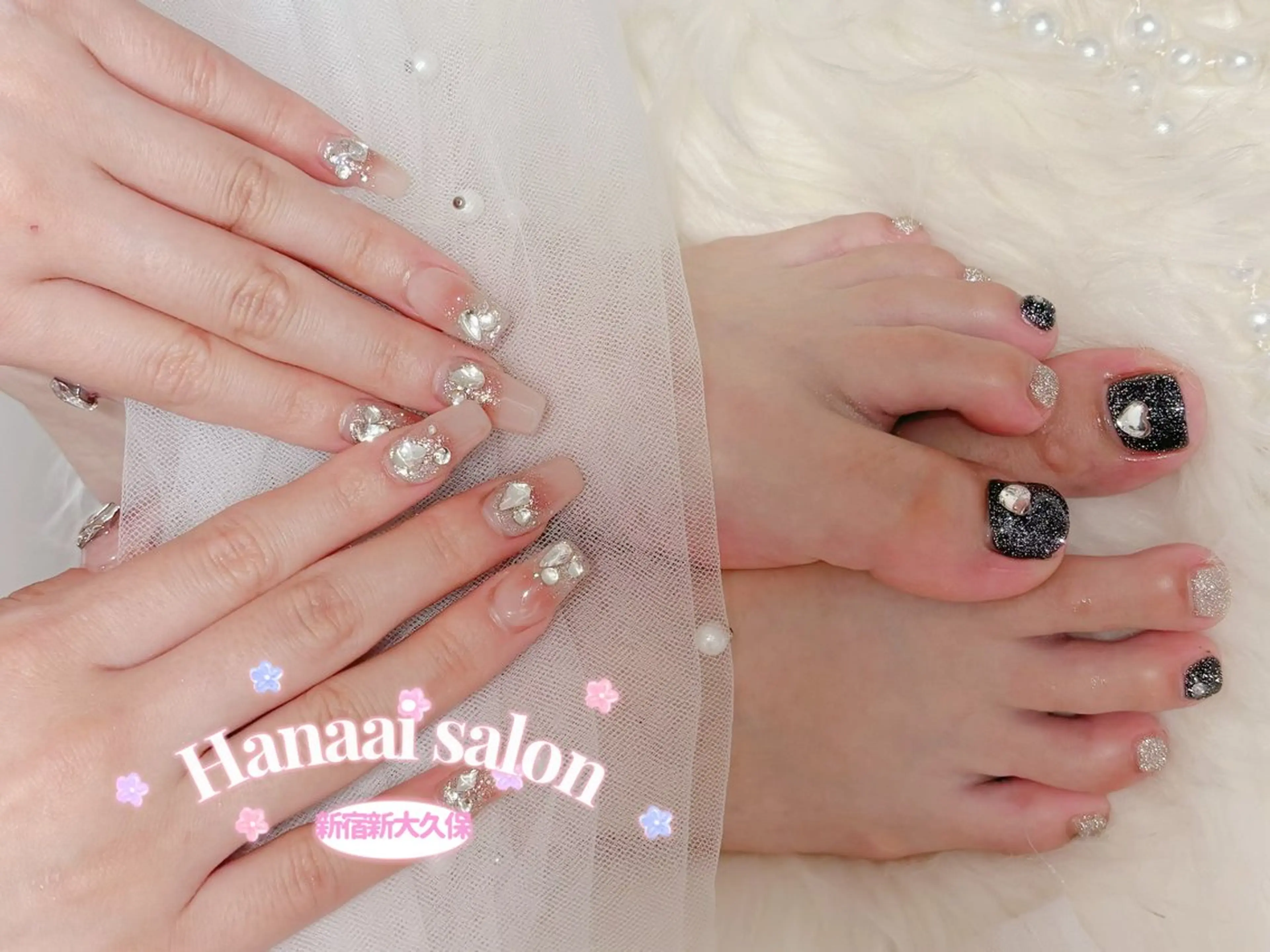 ショート ハンドネイル フットネイル Hanaai Salon新宿店のネイルデザイン