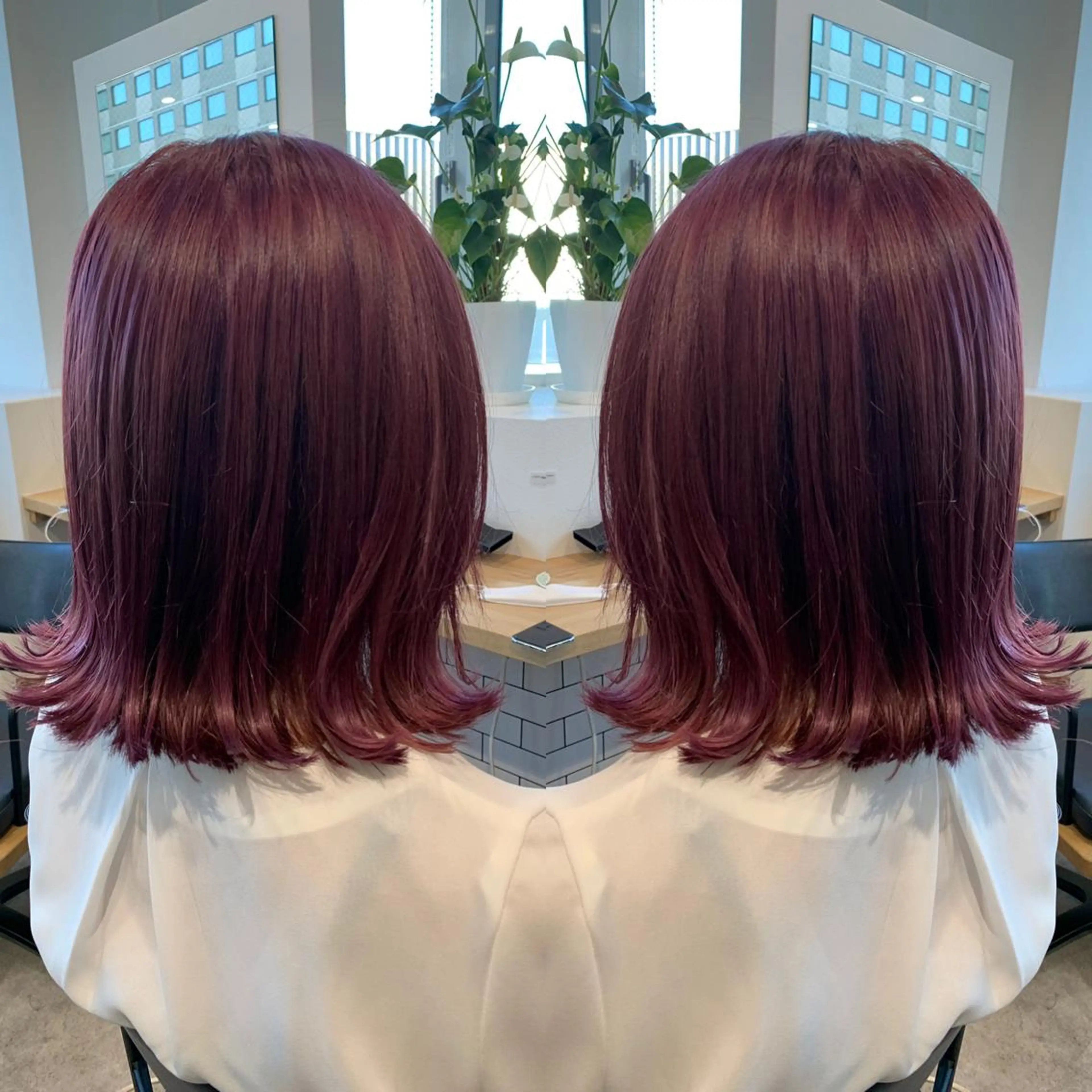 ショート カラー アッシュ バレイヤージュ ベージュカラー ブロンド ブルーカラー レイヤーカット/ 艶カラー/RYOMAのヘアスタイル