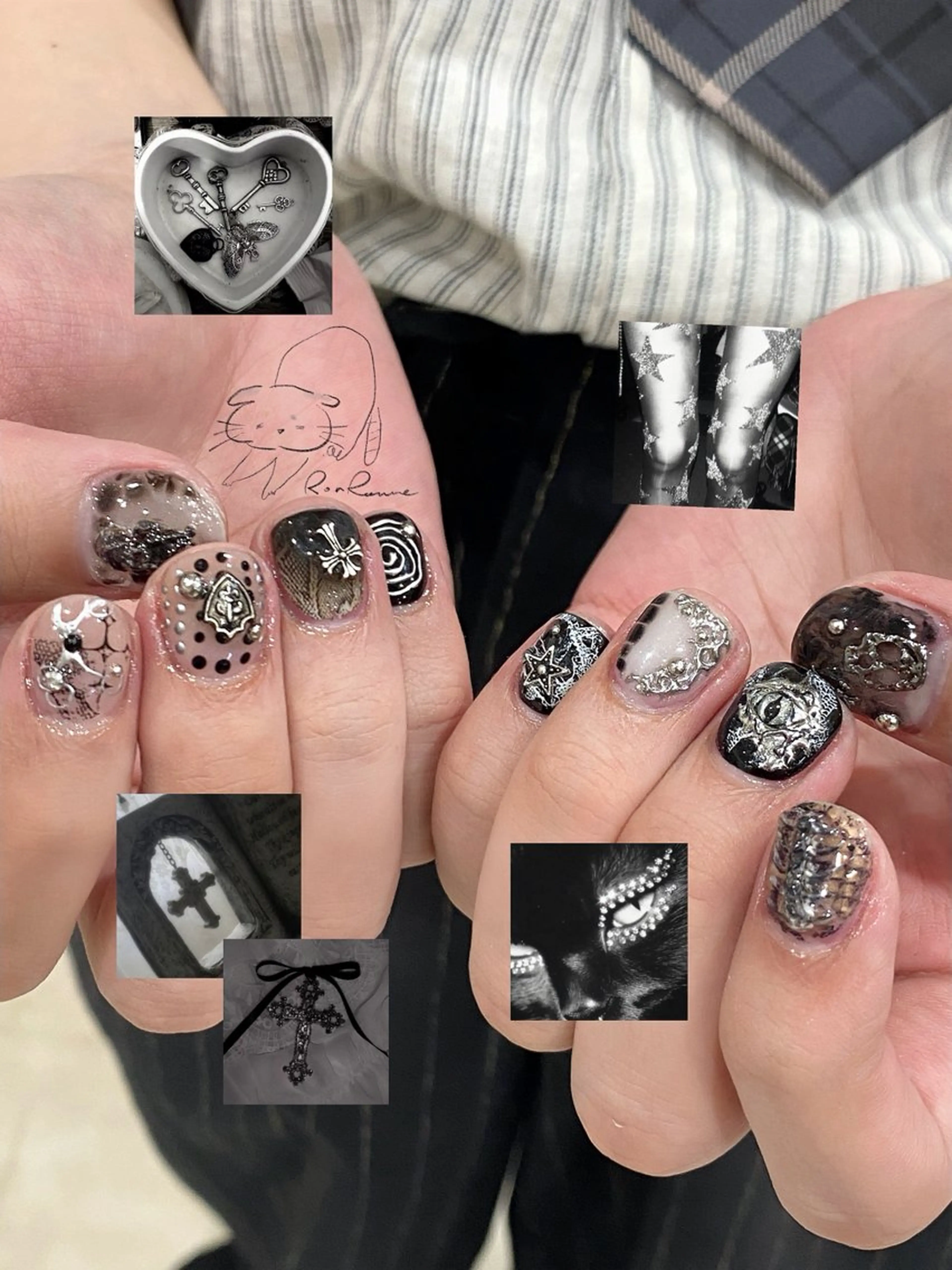 ネイル オーロラネイル 長さ出し フレンチネイル ジェルネイル ミラーネイル ハンドネイル ronronne .のネイルデザイン