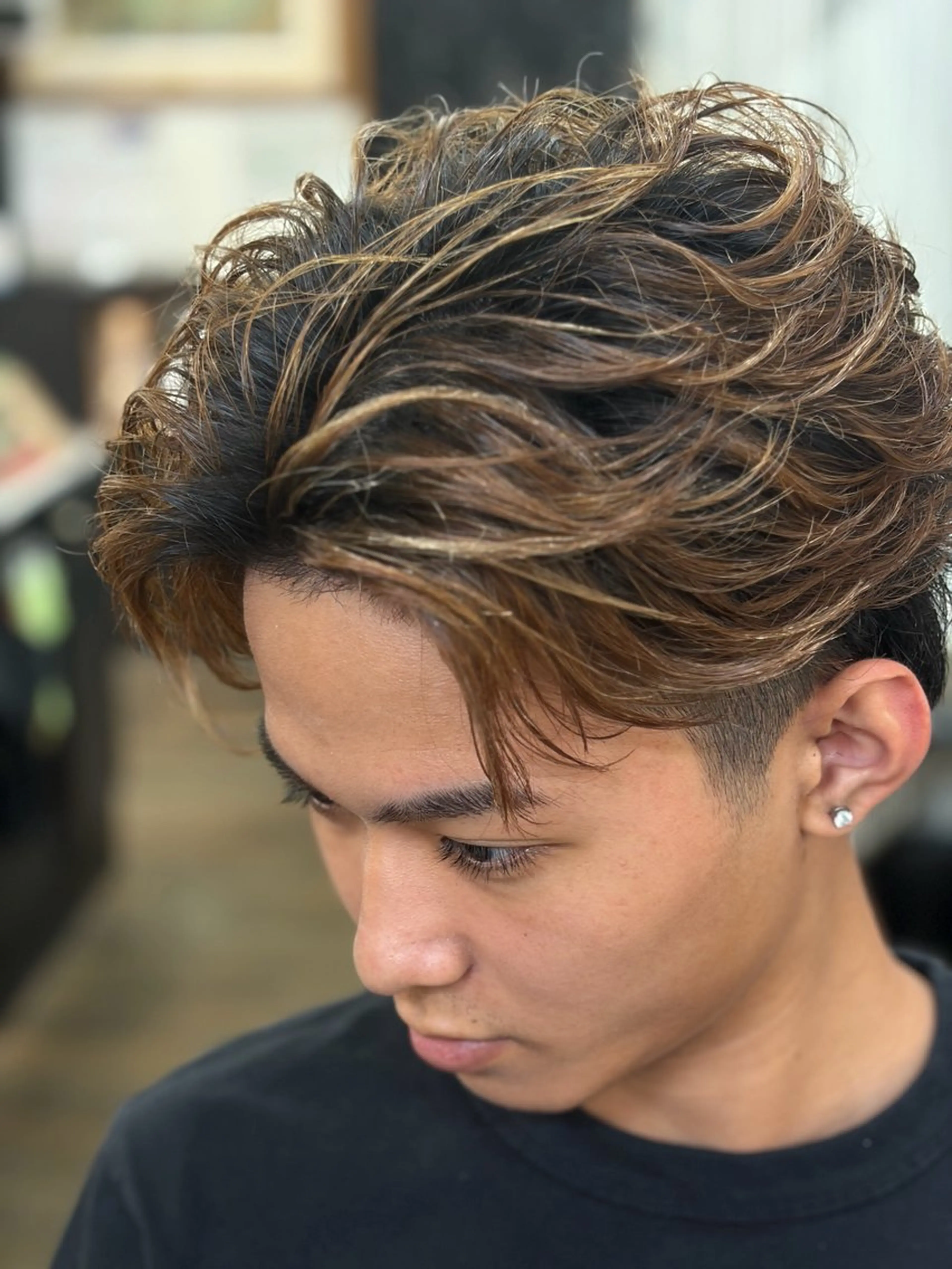 ミディアム パーマ メンズ 島袋 ヒロのヘアスタイル