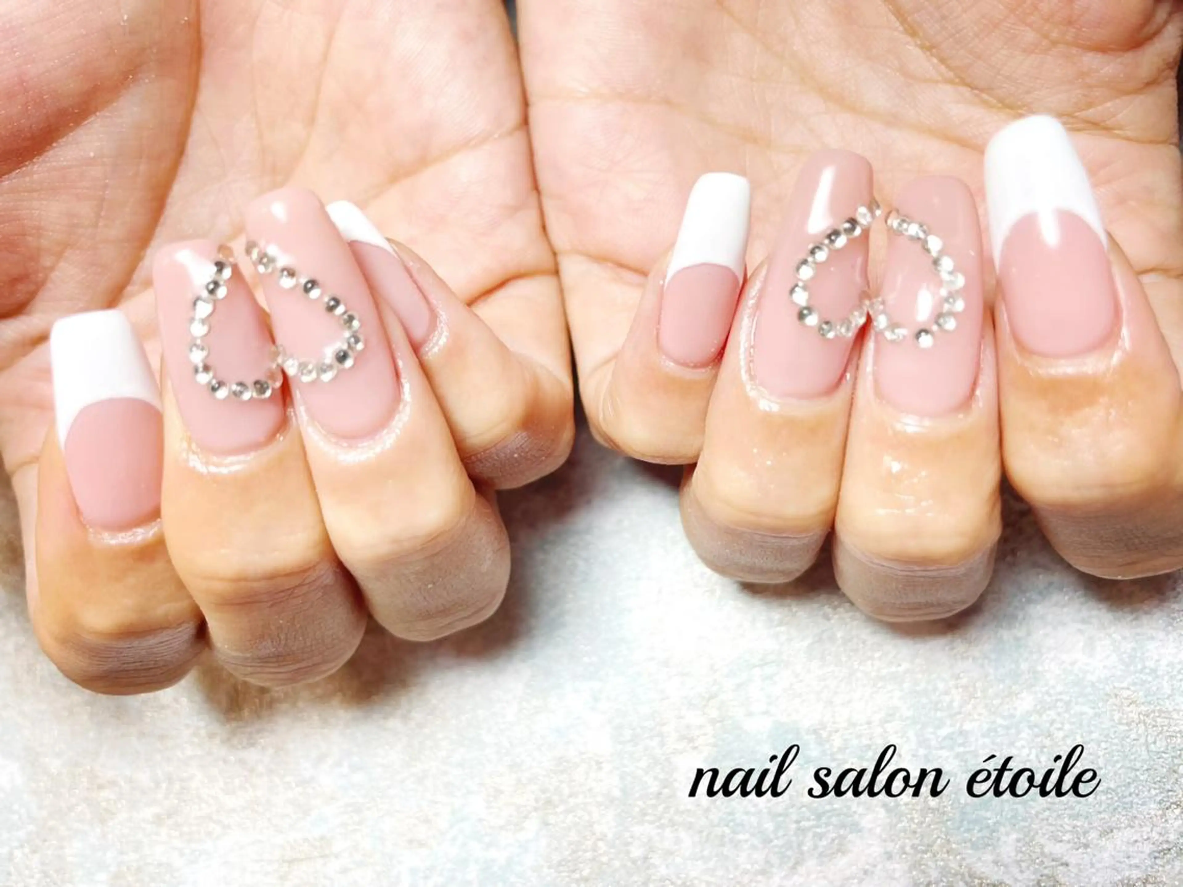 ネイル アートネイル フレンチネイル ジェルネイル ハート キラキラネイル ハンドネイル nail salon étoileのネイルデザイン