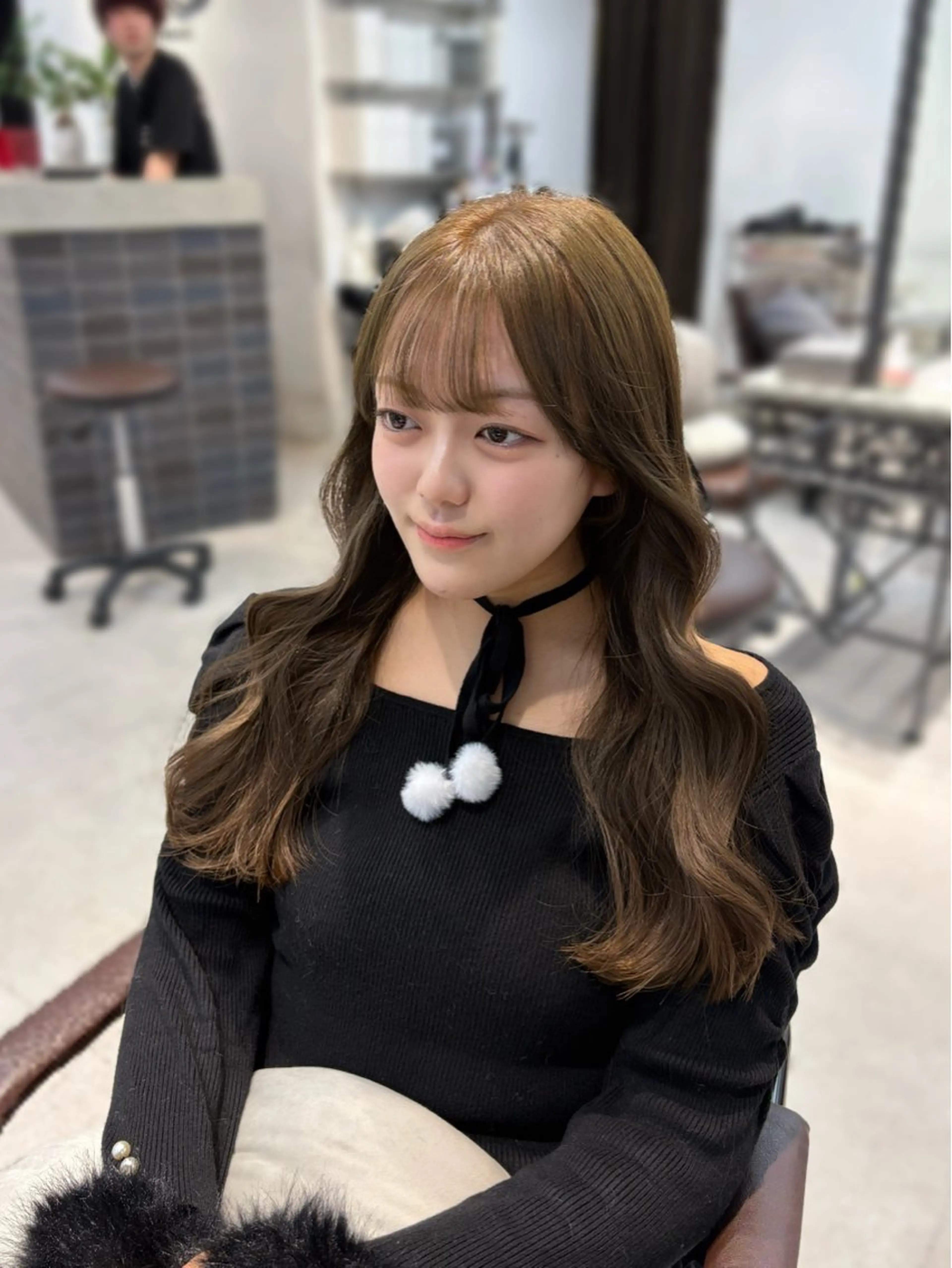 ロング カラー カット ヘアカラー ninaアイドル前髪 ×透明感🎀のヘアスタイル