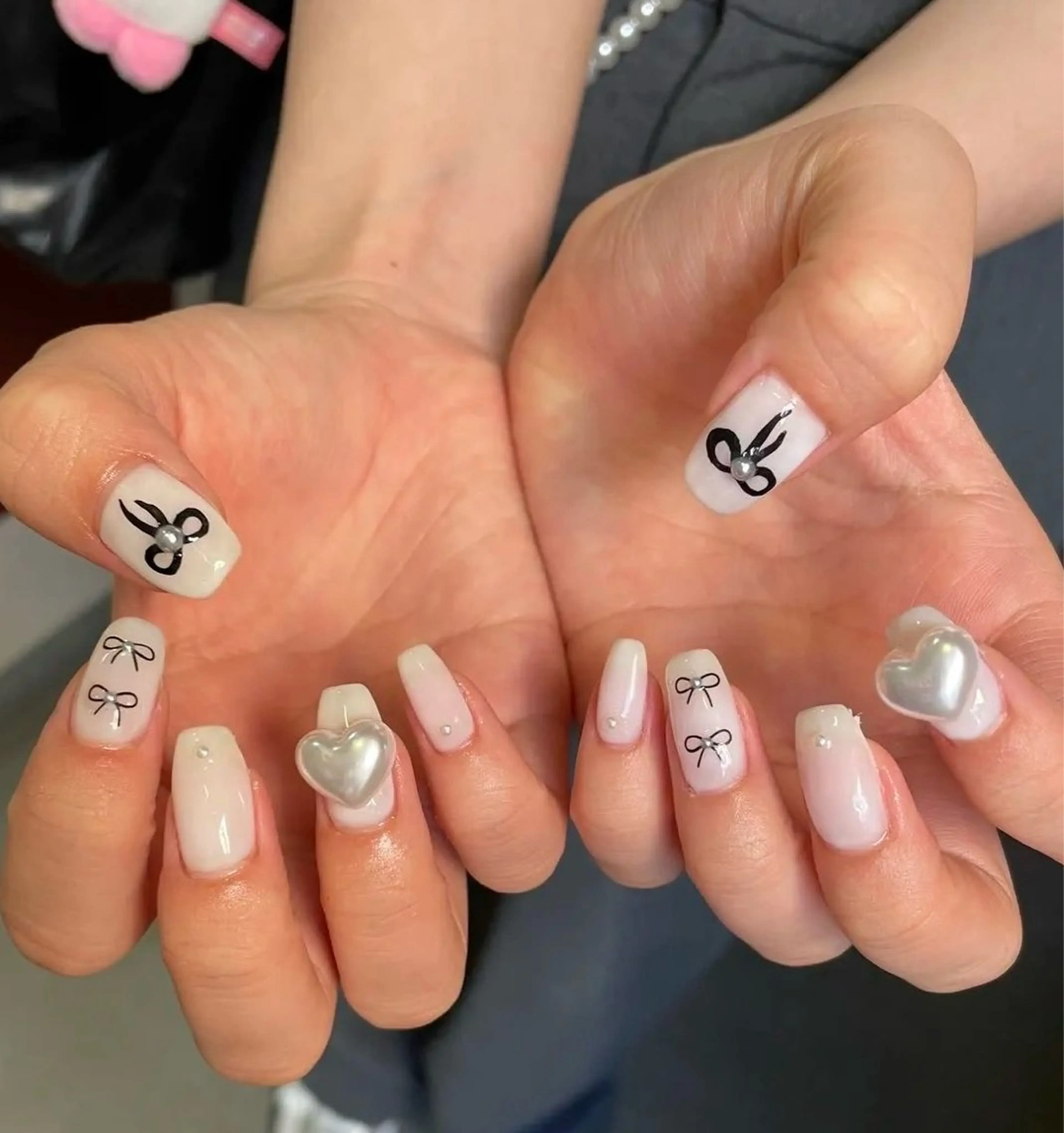 ネイル ハート 韓国ネイル リボン BabyYouMi nailのネイルデザイン