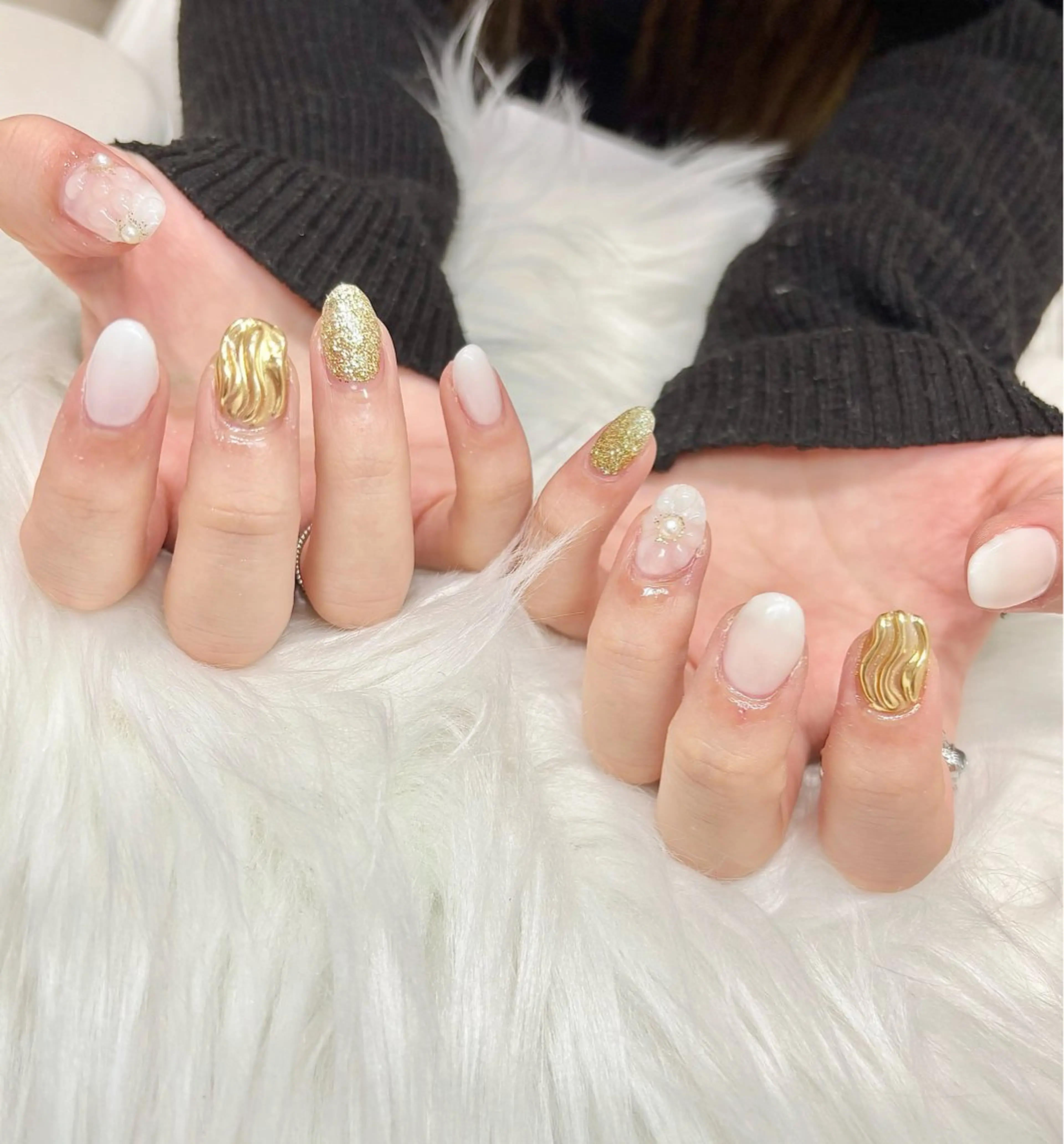 ネイル アートネイル フレンチネイル キラキラネイル 韓国ネイル マグネットネイル VOXJAPAN CHIYURIのネイルデザイン