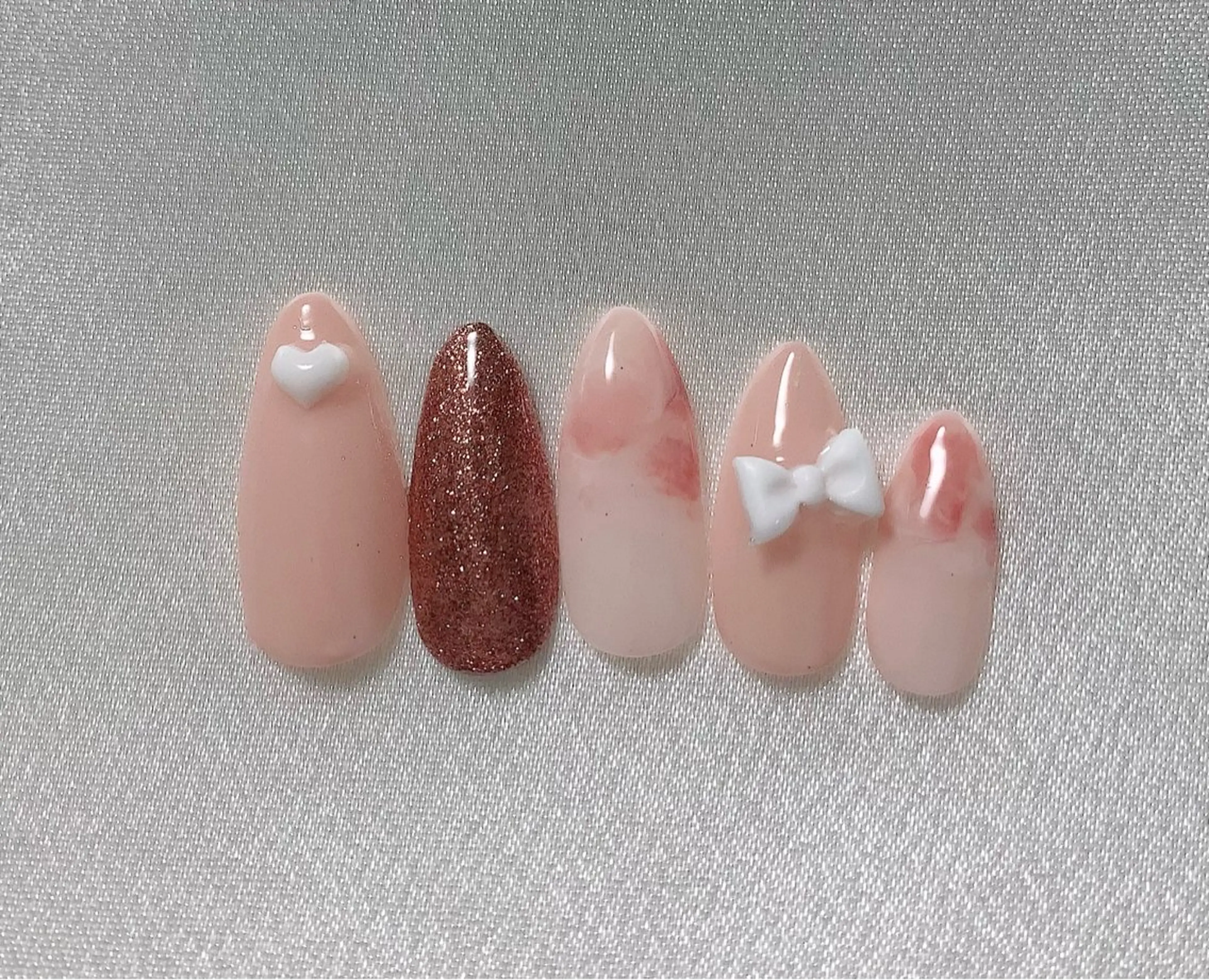 ネイル ハート ピンク リボン nail lumièreのネイルデザイン