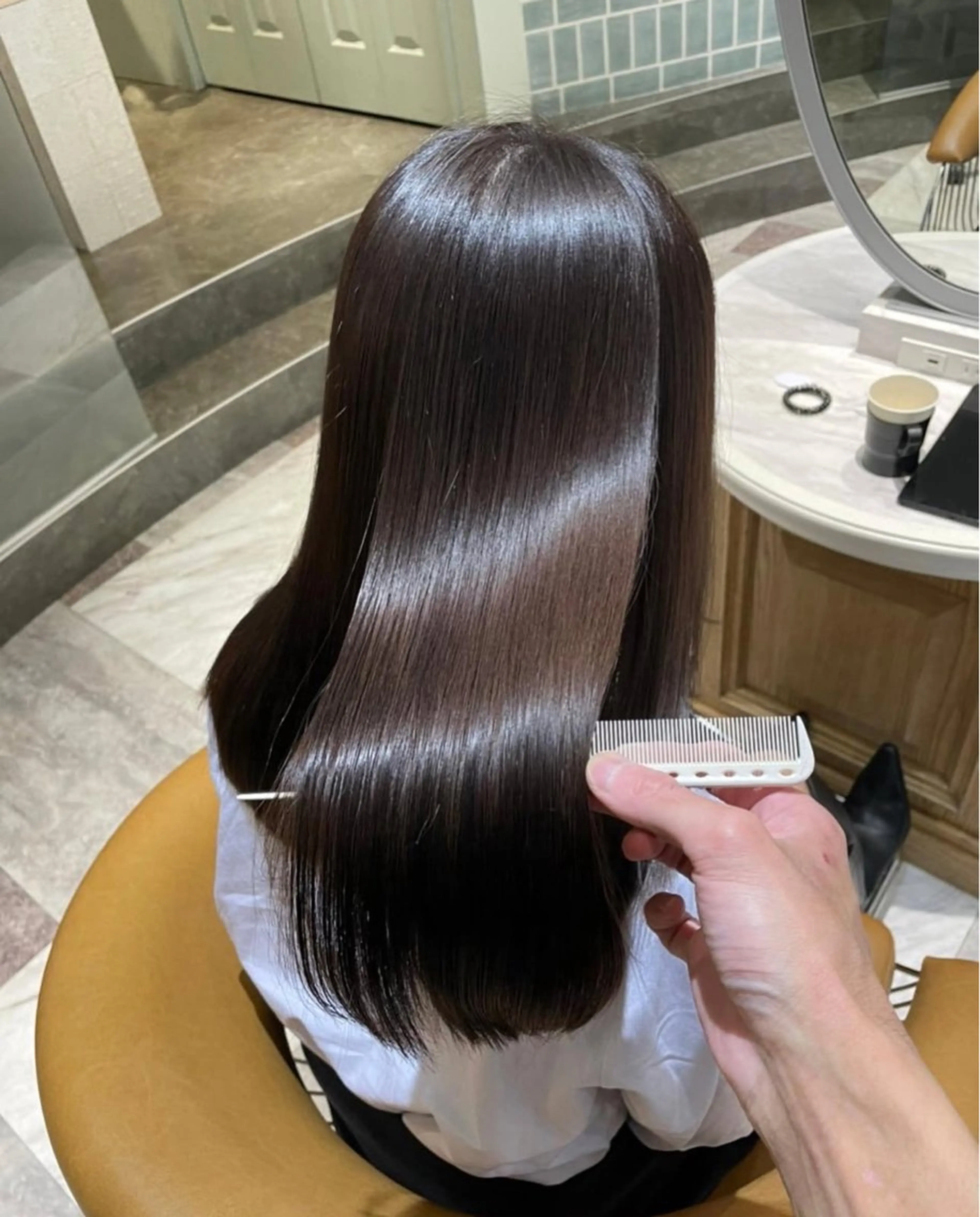 セミロング カラー パーマ 縮毛矯正 カット ヘアカラー 縮毛矯正 トリートメント 透明感カラー/艶髪/ 縮毛矯正/たくまのヘアスタイル