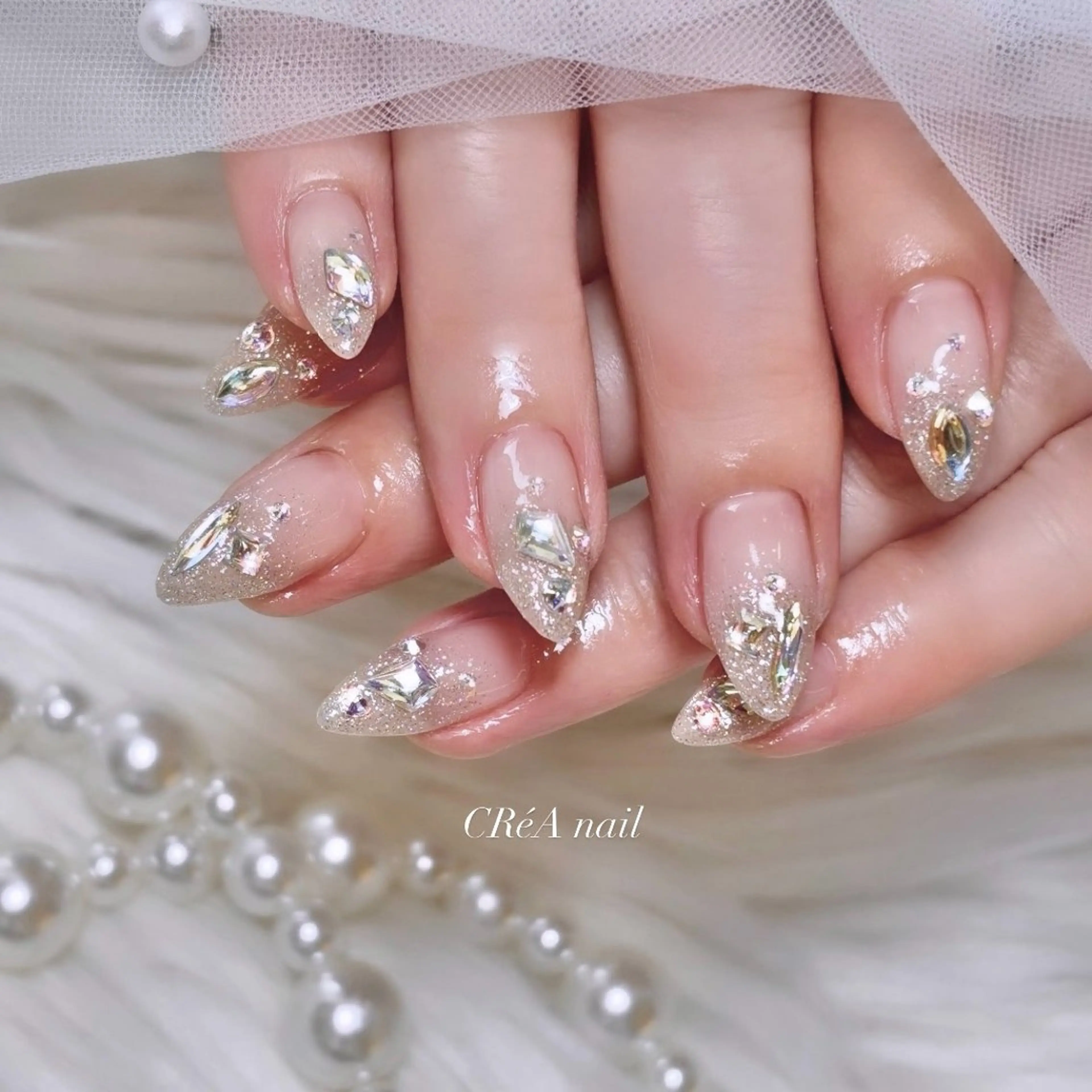 ネイル アートネイル オーロラネイル ラメ(グリッター) ラメグラデーション ハンドネイル CRéA nail Jr.のネイルデザイン