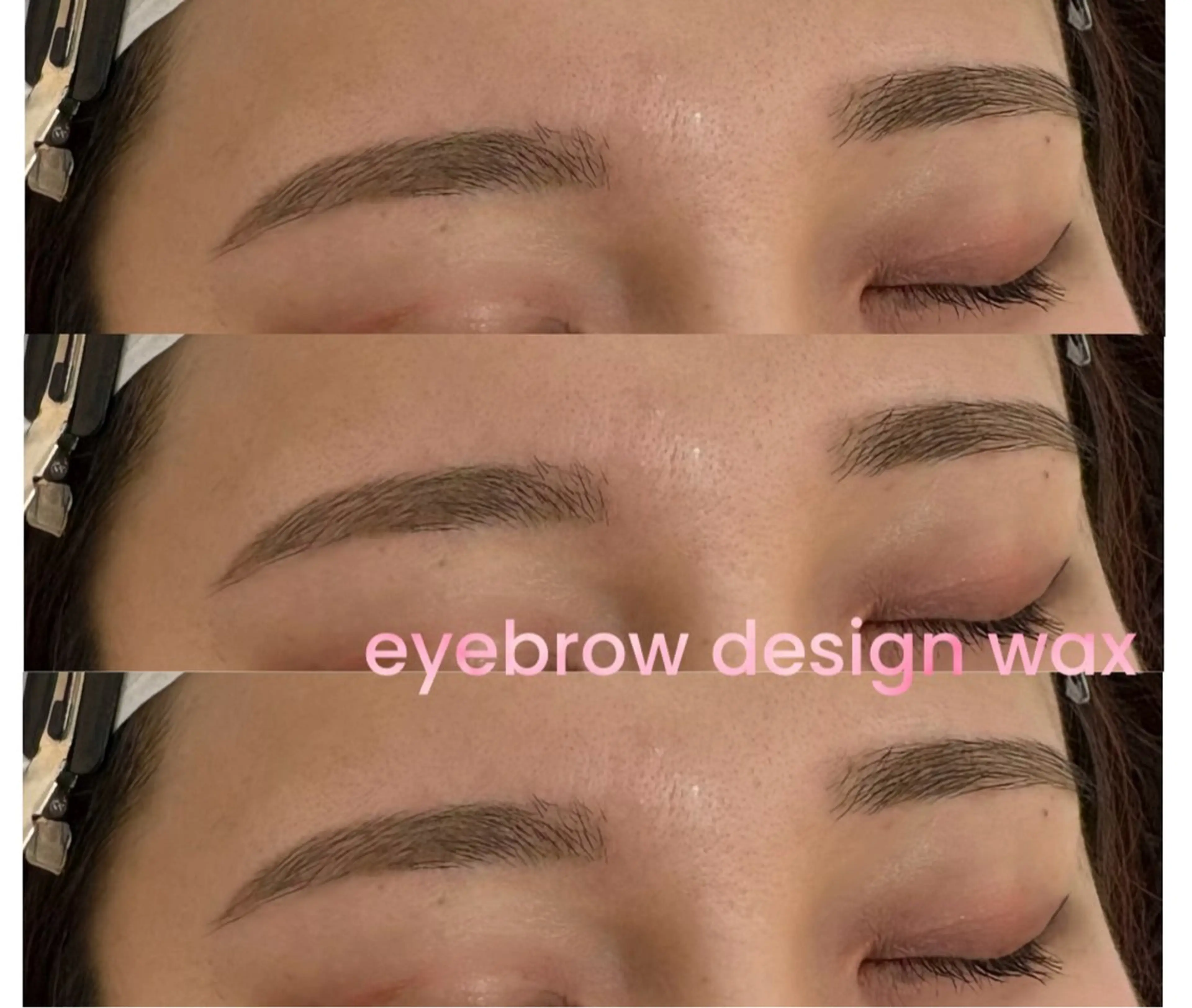 アイブロウデザインワックス+ワンパーツ顔ワックス+アイブロウメイク仕上げの写真