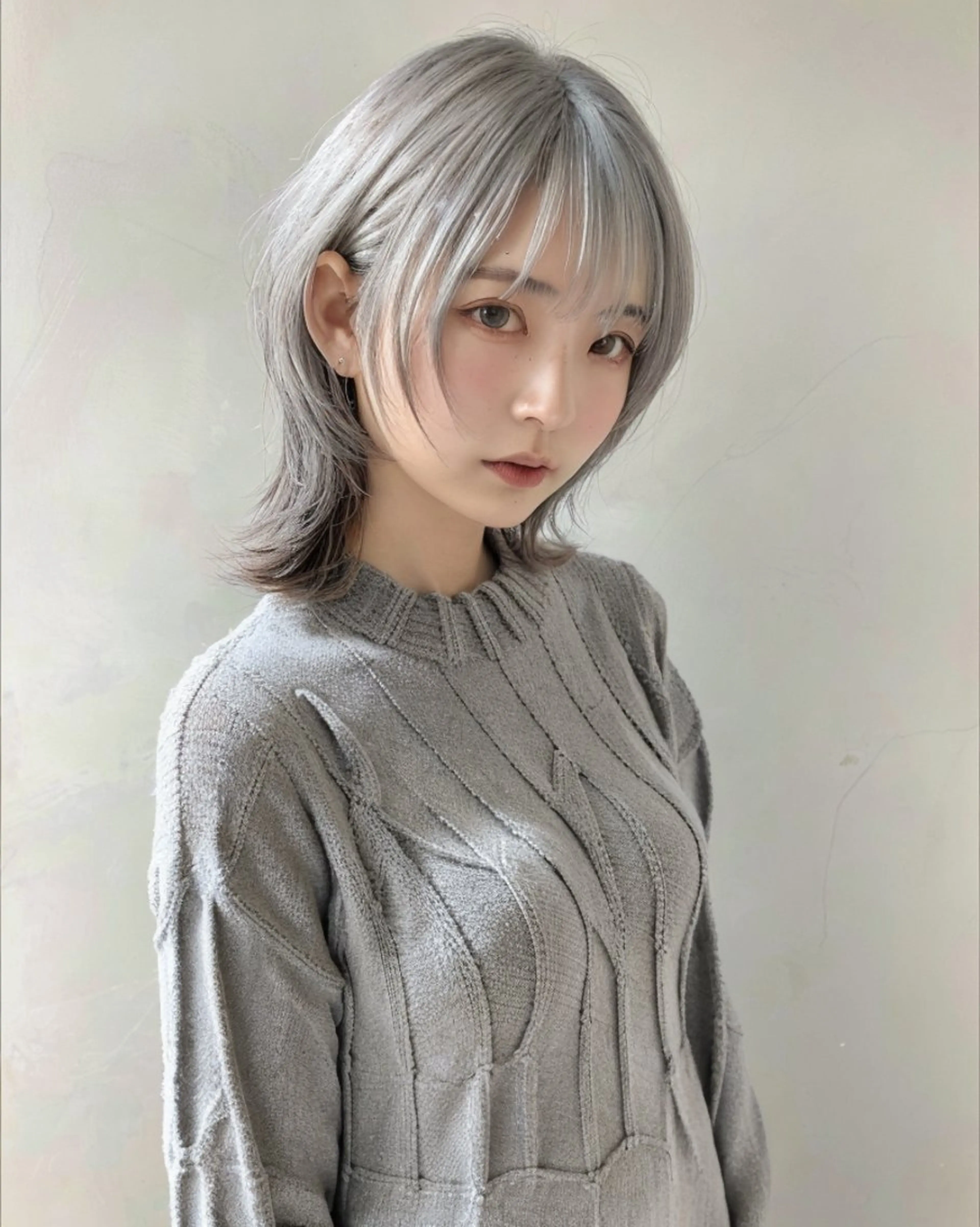 セミロング 💎色落ち綺麗に白肌 ラベンダー💎りんのヘアスタイル