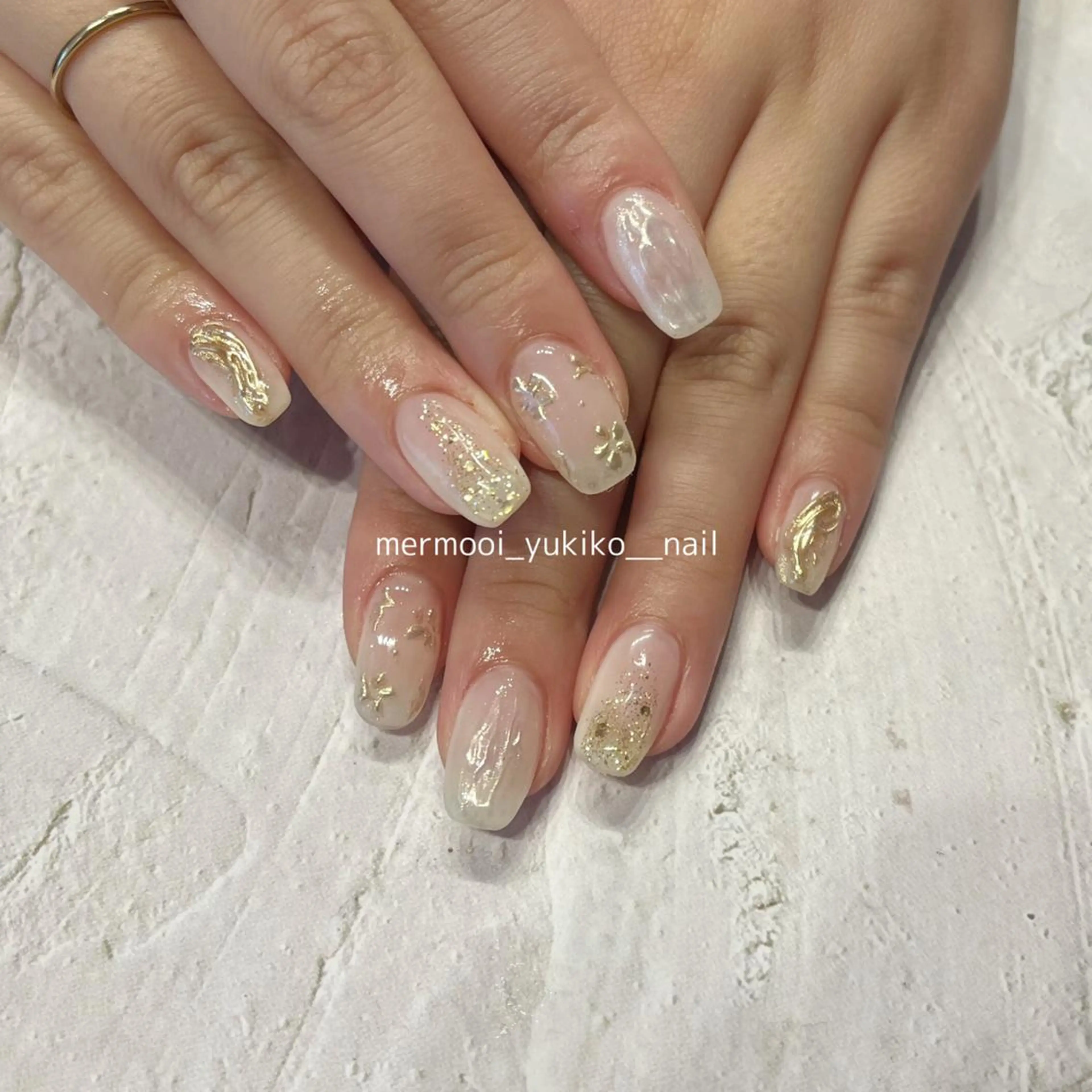 ネイル アートネイル クリアネイル ミラーネイル ニュアンスネイル スクエアネイル melumooi nailのネイルデザイン