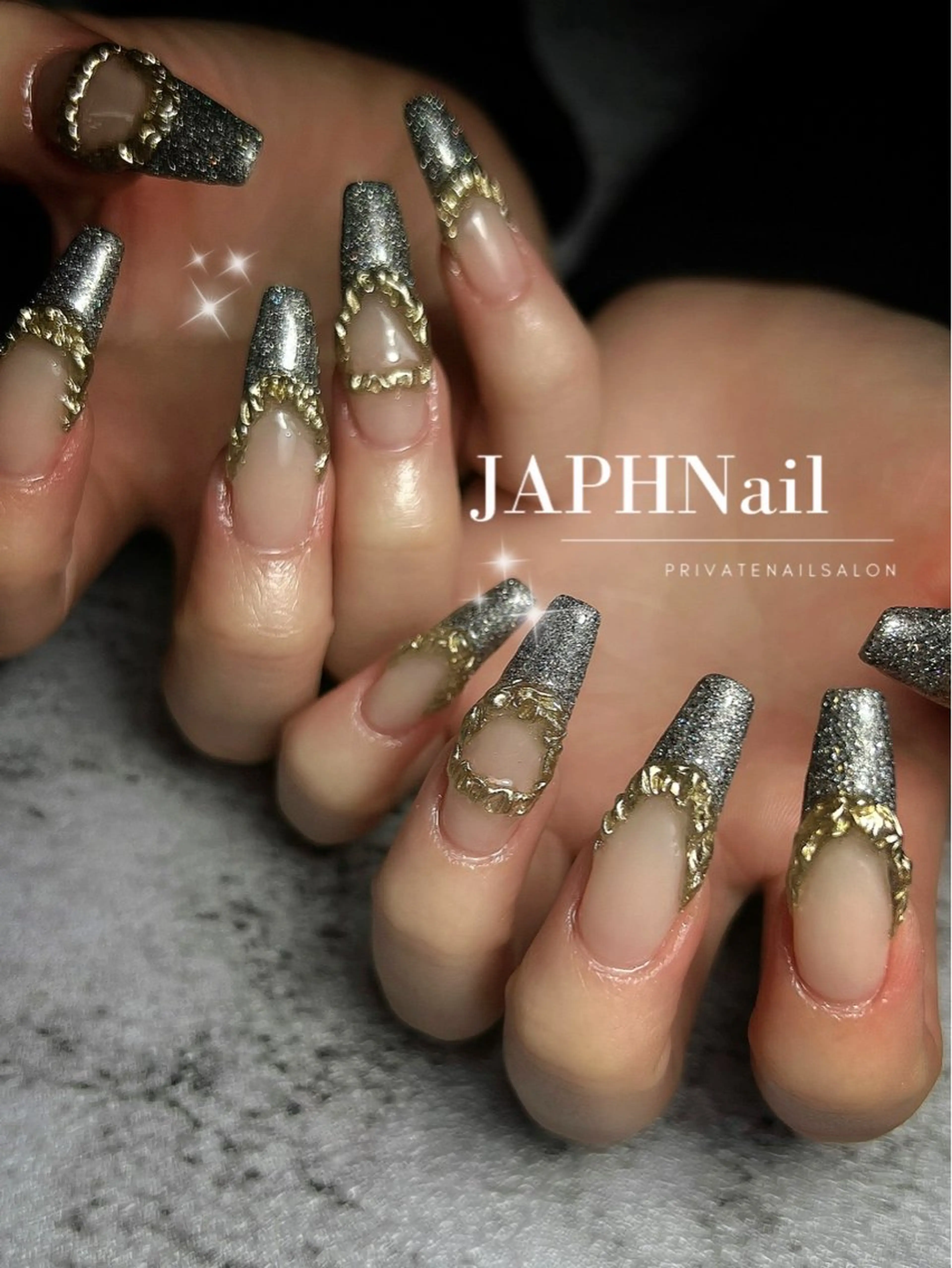 ネイル フラッシュネイル フレンチネイル ロングネイル 持ち込み ニュアンスネイル NailSalon /JAPHのネイルデザイン