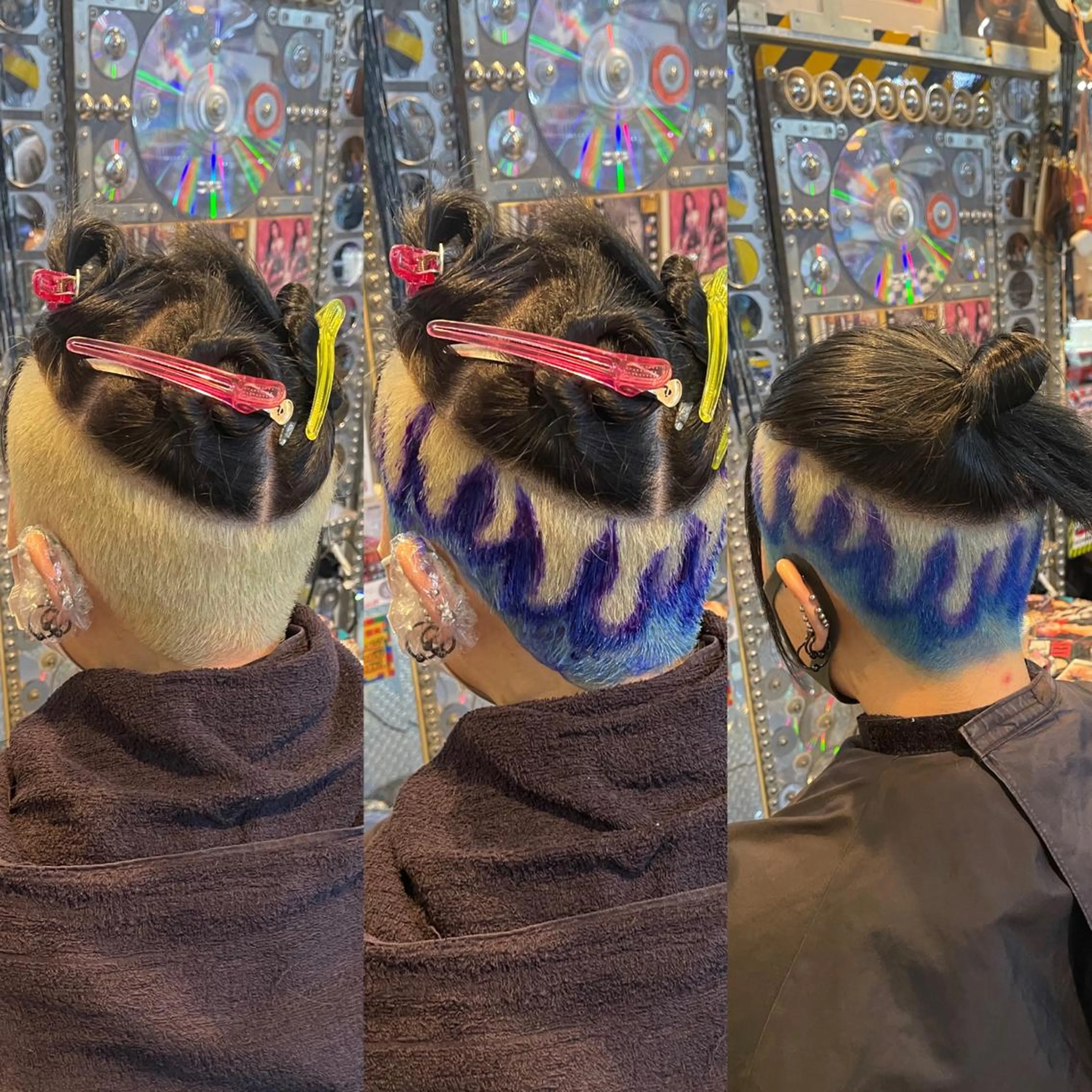 ショート カラー ヘアアレンジ メンズ 刈り上げ バズカット 🌈派手髪エクステ ブレイズ🌈ひろとのヘアスタイル