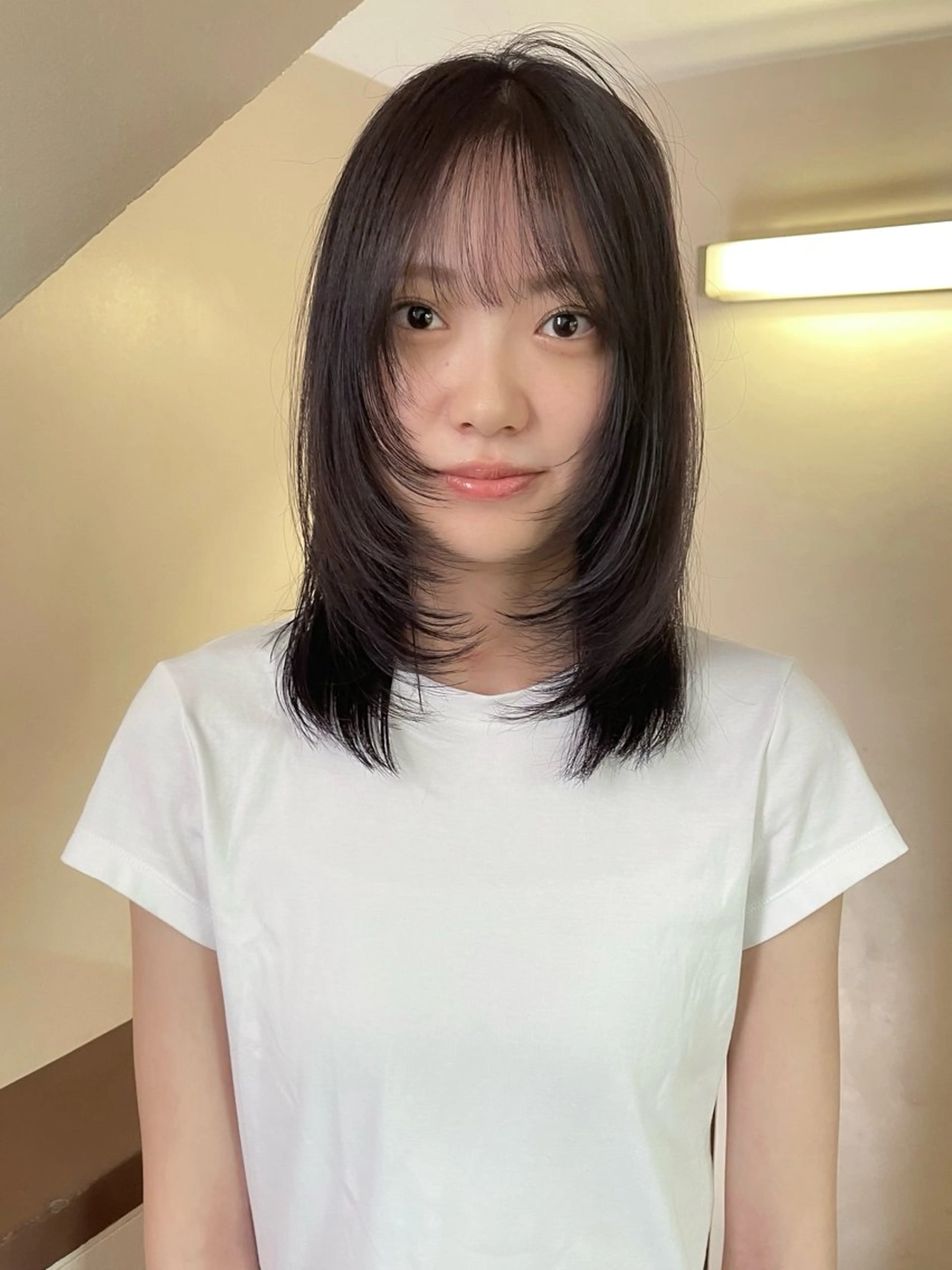 ミディアム カラー カット ヘアカラー トリートメント ヘアセット 安部佑哉/ハイトーン /レイヤー/ブリーチのヘアスタイル
