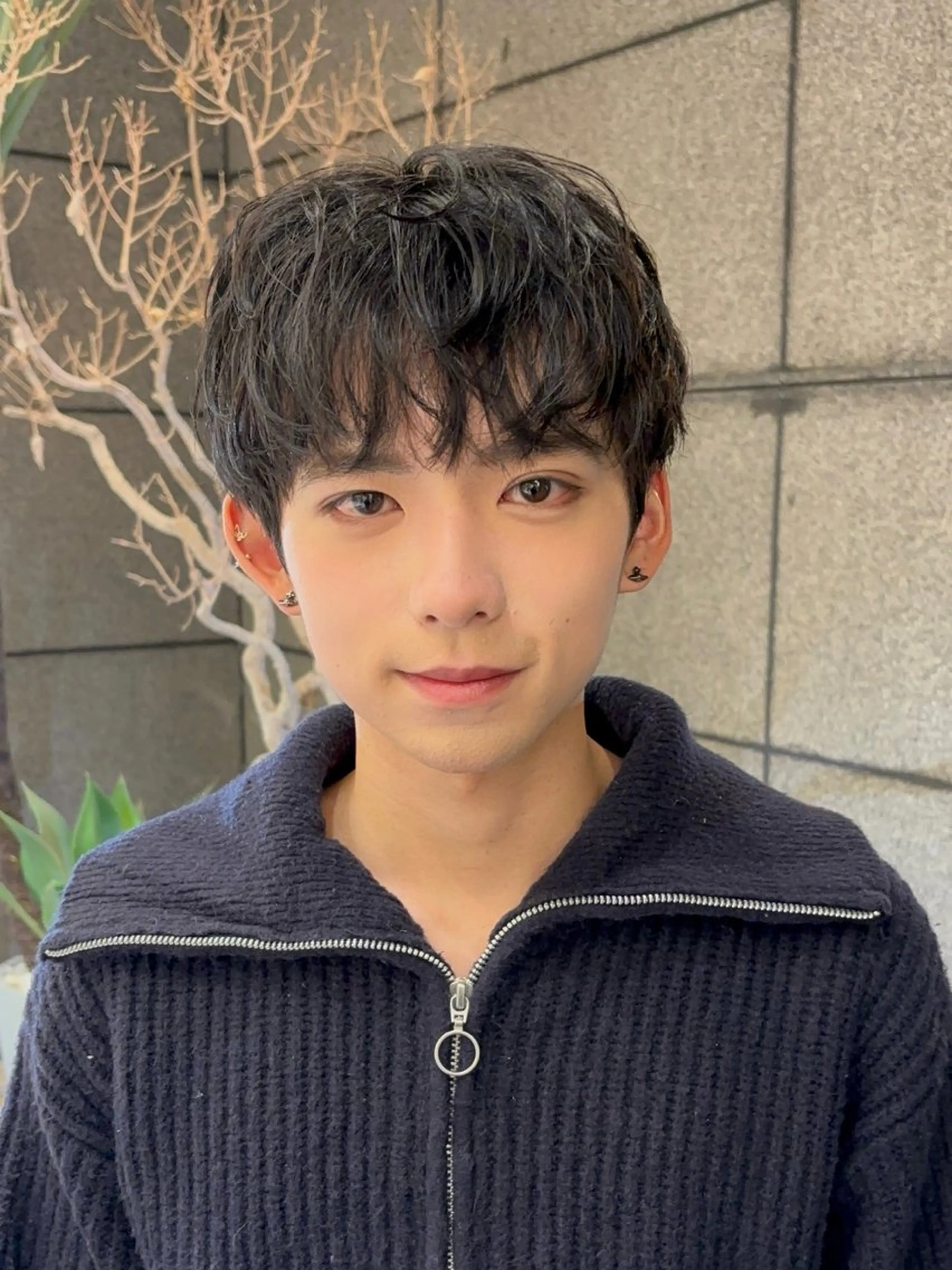 ショート パーマ メンズ センターパート メンズ韓国風 マッシュ メンズパーマ シースルーマッシュ カット パーマ 🥇メンズパーマ /縮毛矯正/木村神心のヘアスタイル