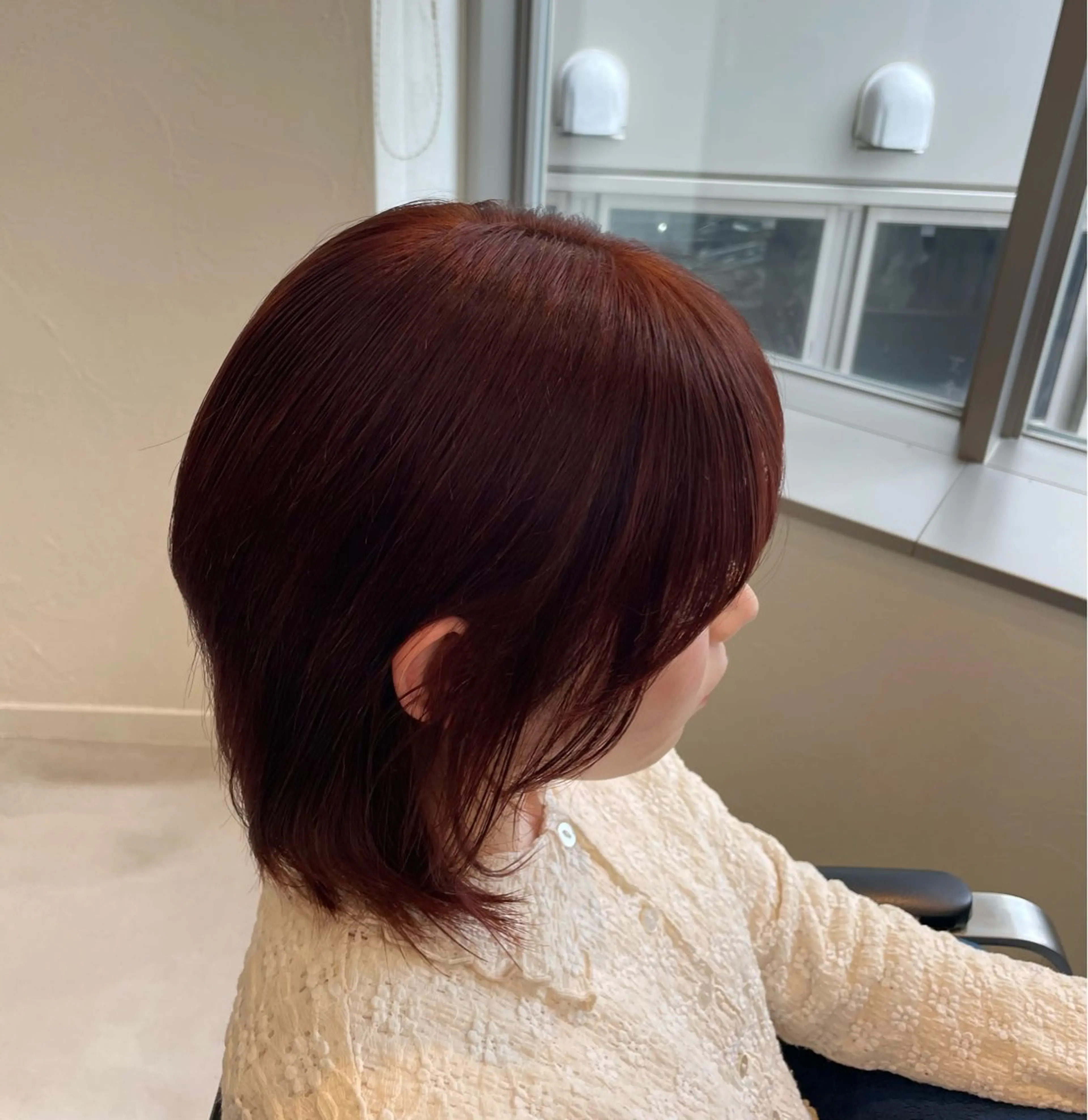 ミディアム カラー オレンジ ヘアカラー tiel 小山莉々のヘアスタイル