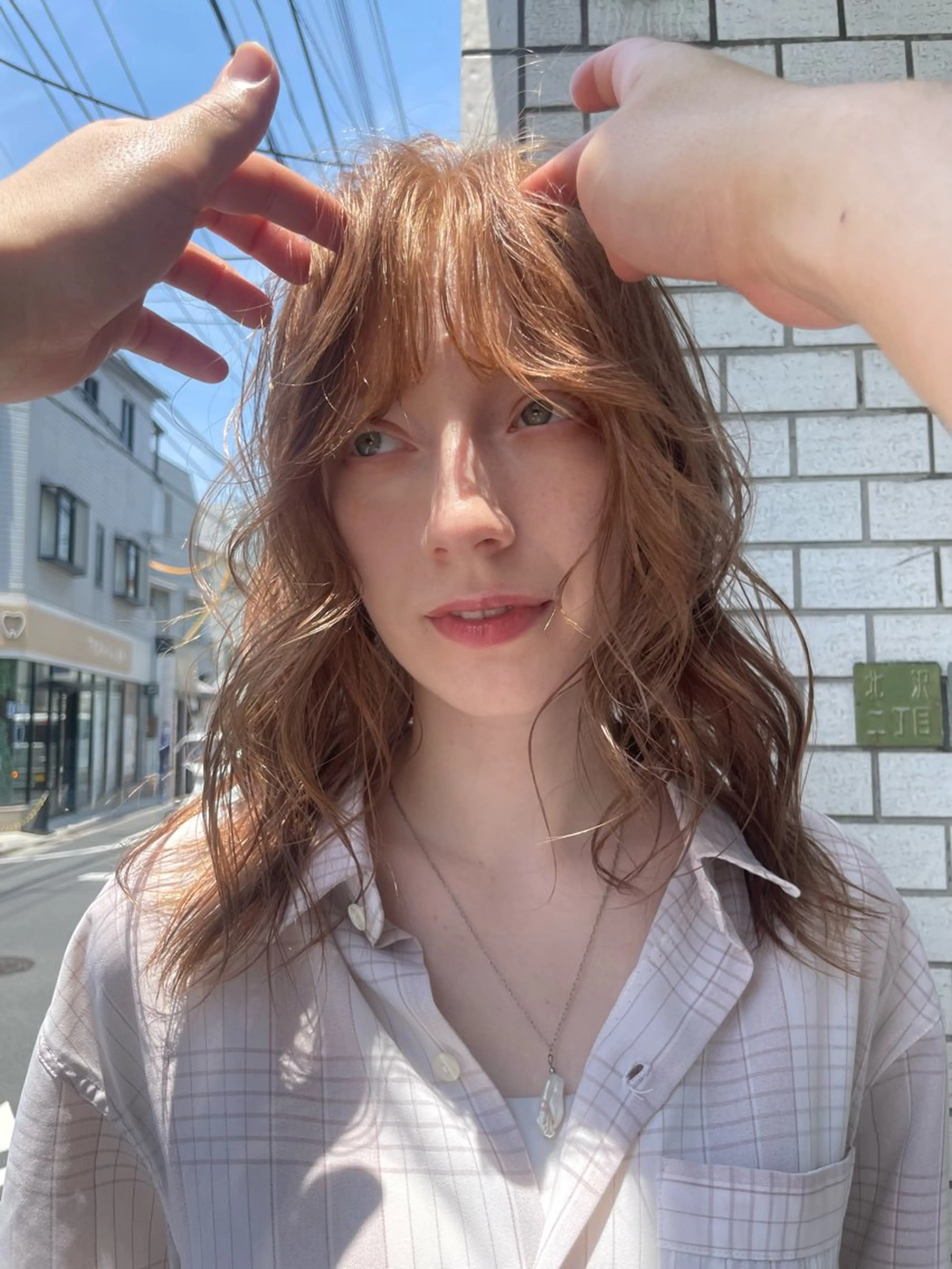 ミディアム カラー ベージュカラー ブリーチ ブリーチなしカラー オレンジ オレンジベージュ カット ヘアカラー トリートメント 森貴裕/ベージュ/ パーマ/オリーブのヘアスタイル